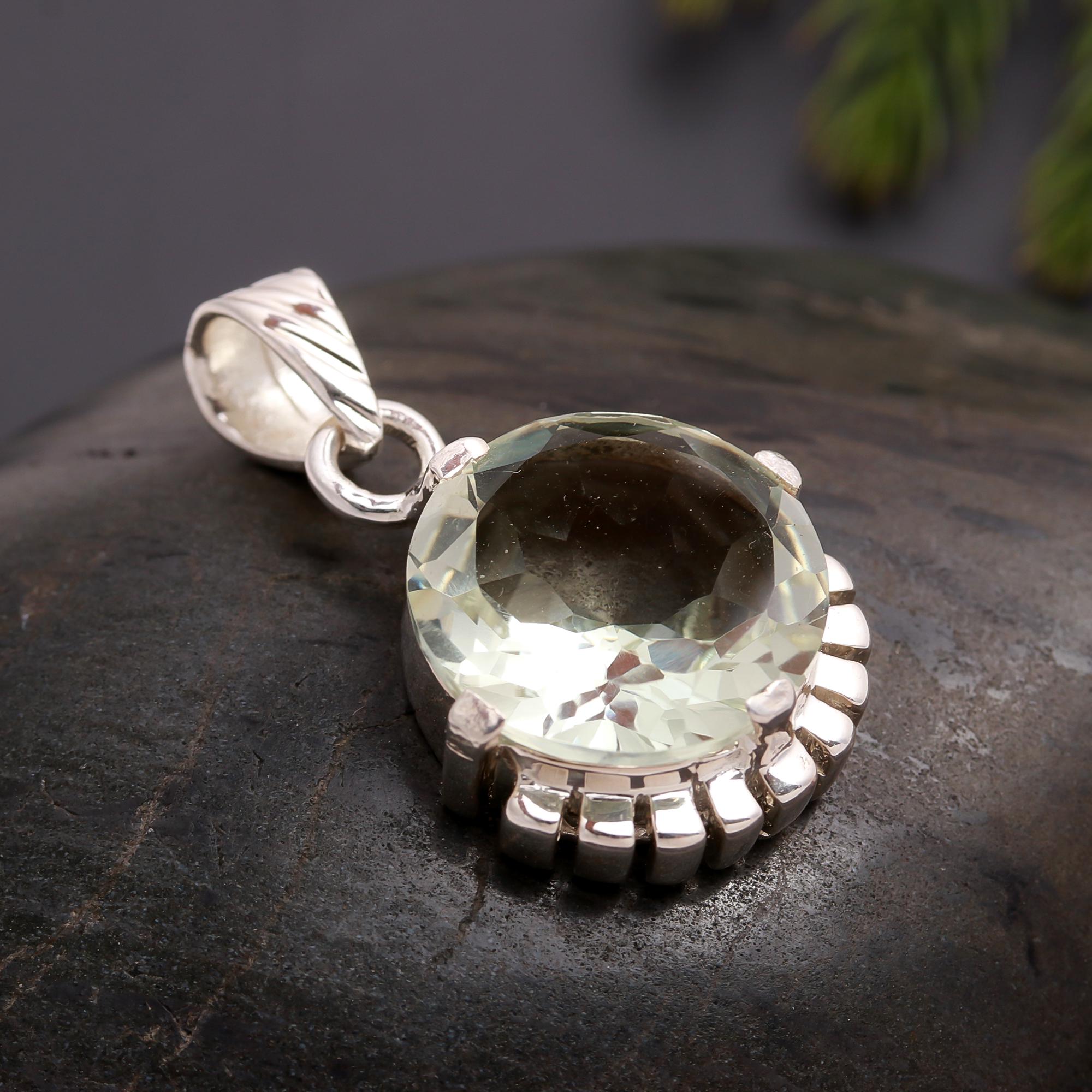 925 Silver Green Quartz Pendant