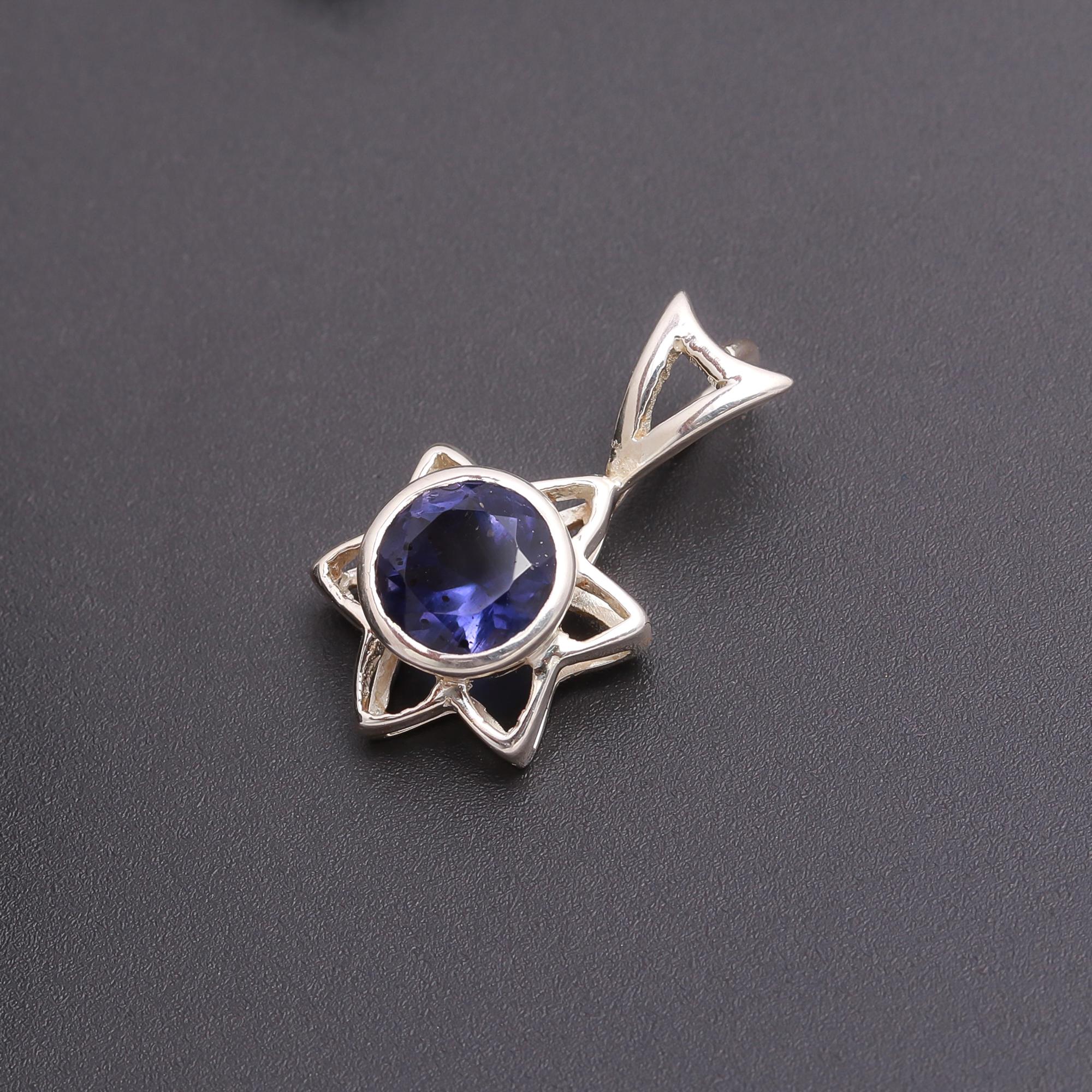925 Silver Blue Iolite Pendant