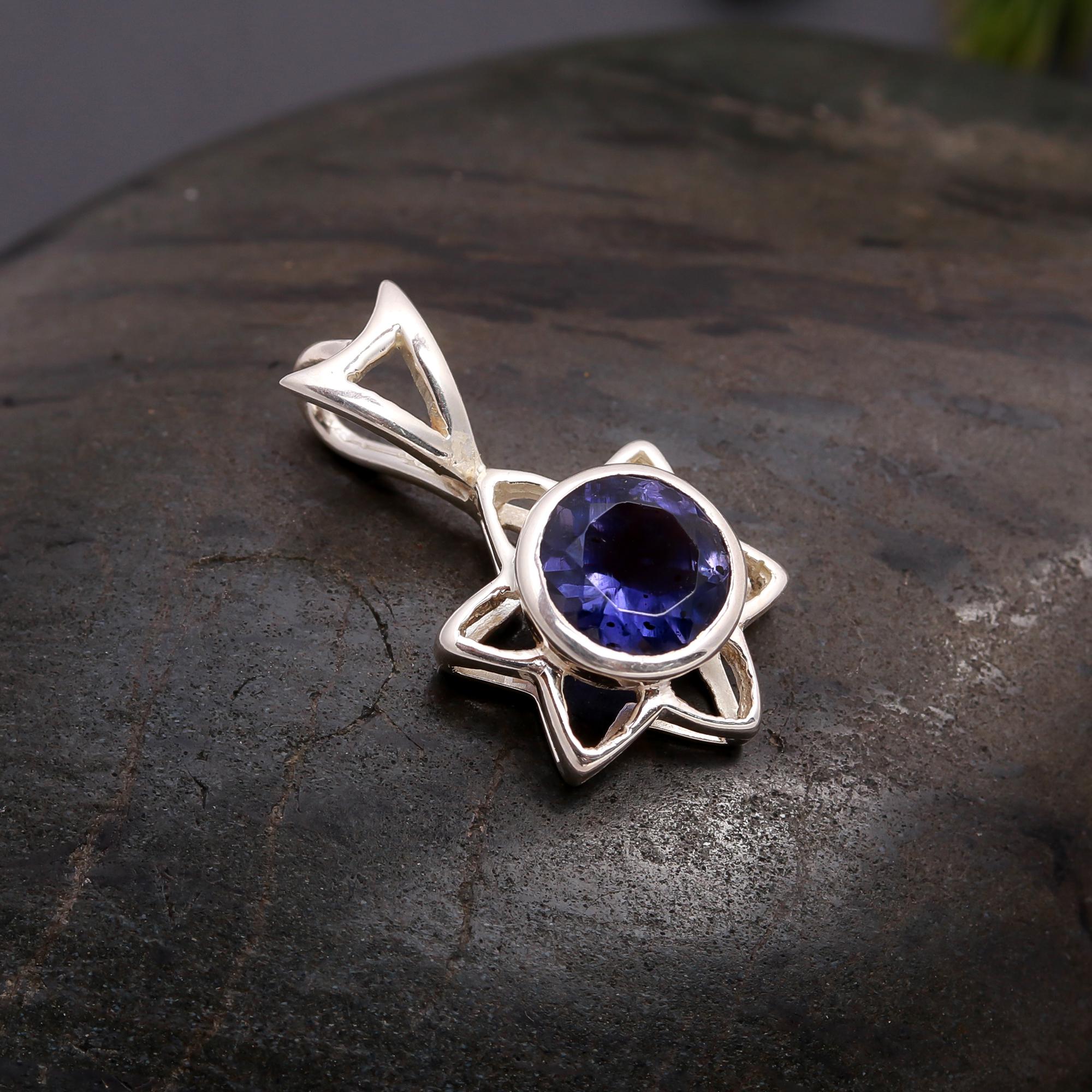 925 Silver Blue Iolite Pendant