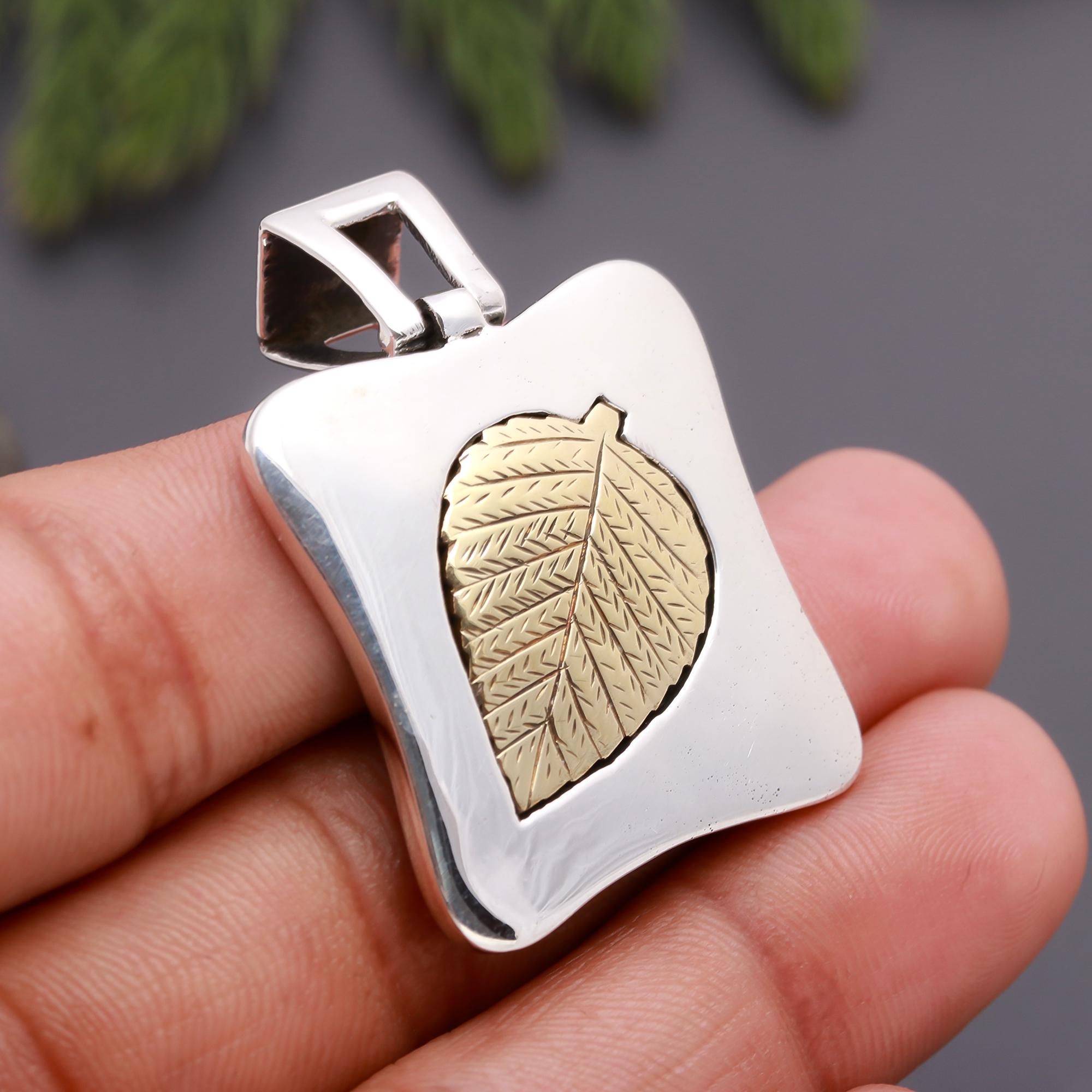 925 Silver Gold Plated Leaf Pendant