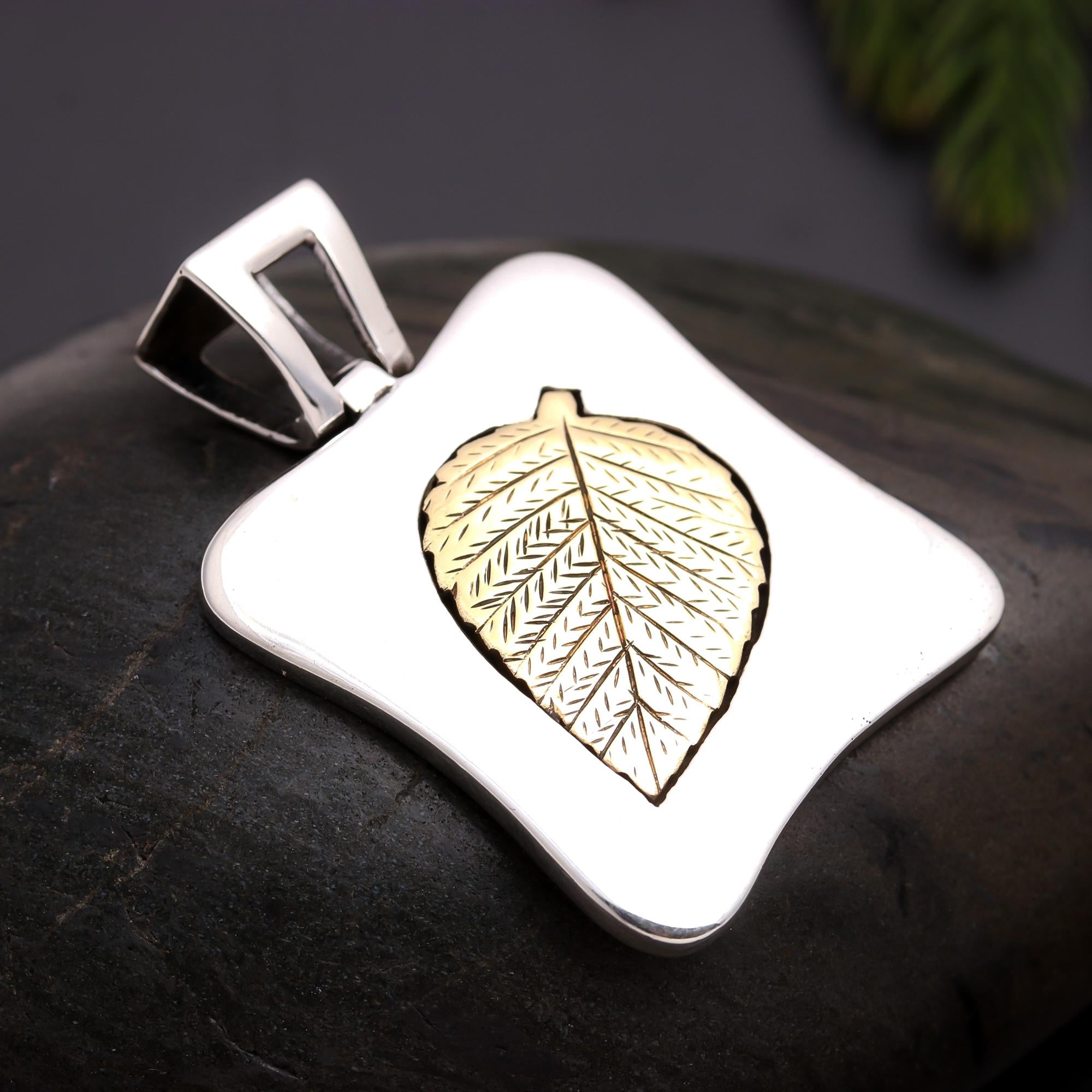 925 Silver Gold Plated Leaf Pendant