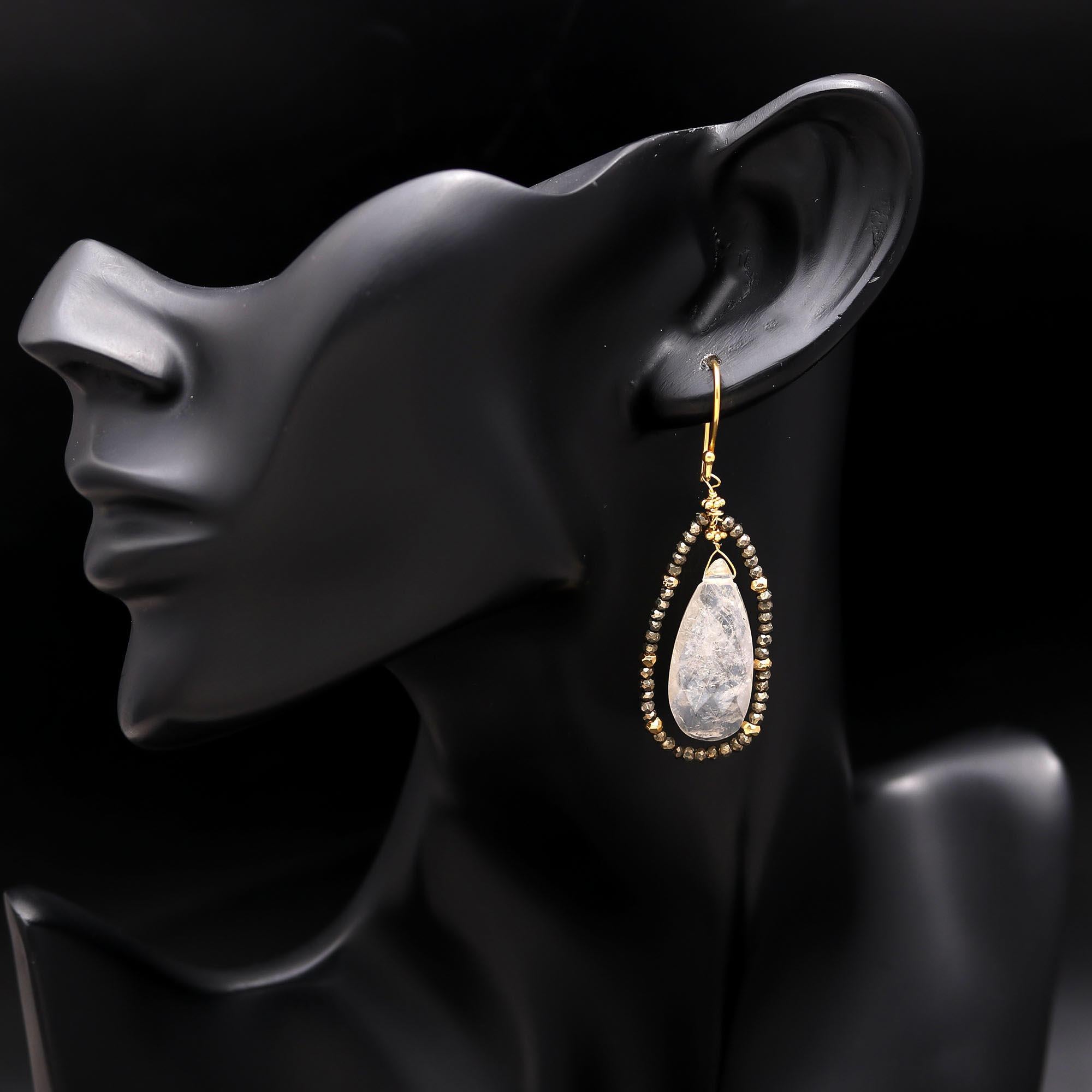 925 Silver Moonstone Dangle Earrings