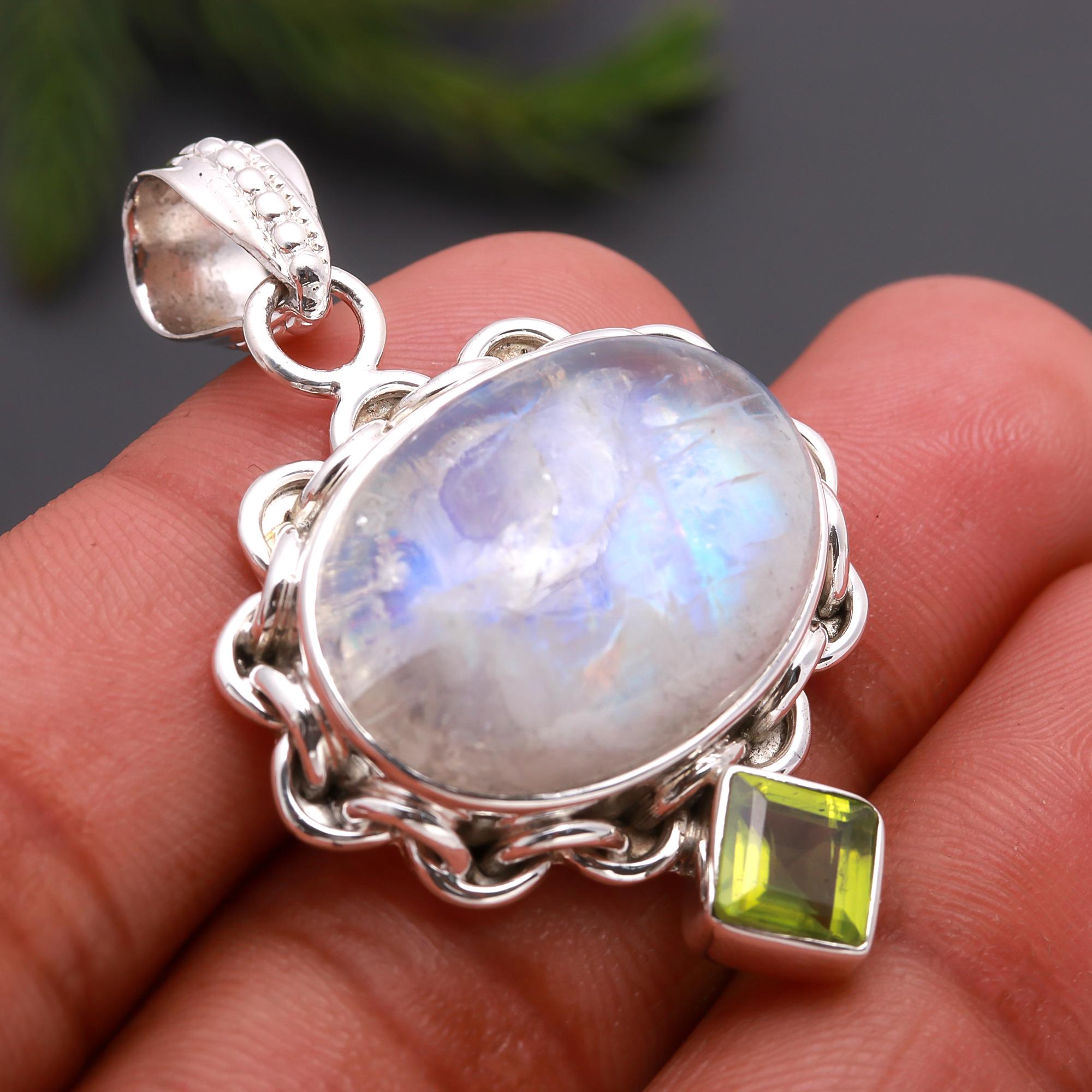 925 Silver Dual Stone Pendant