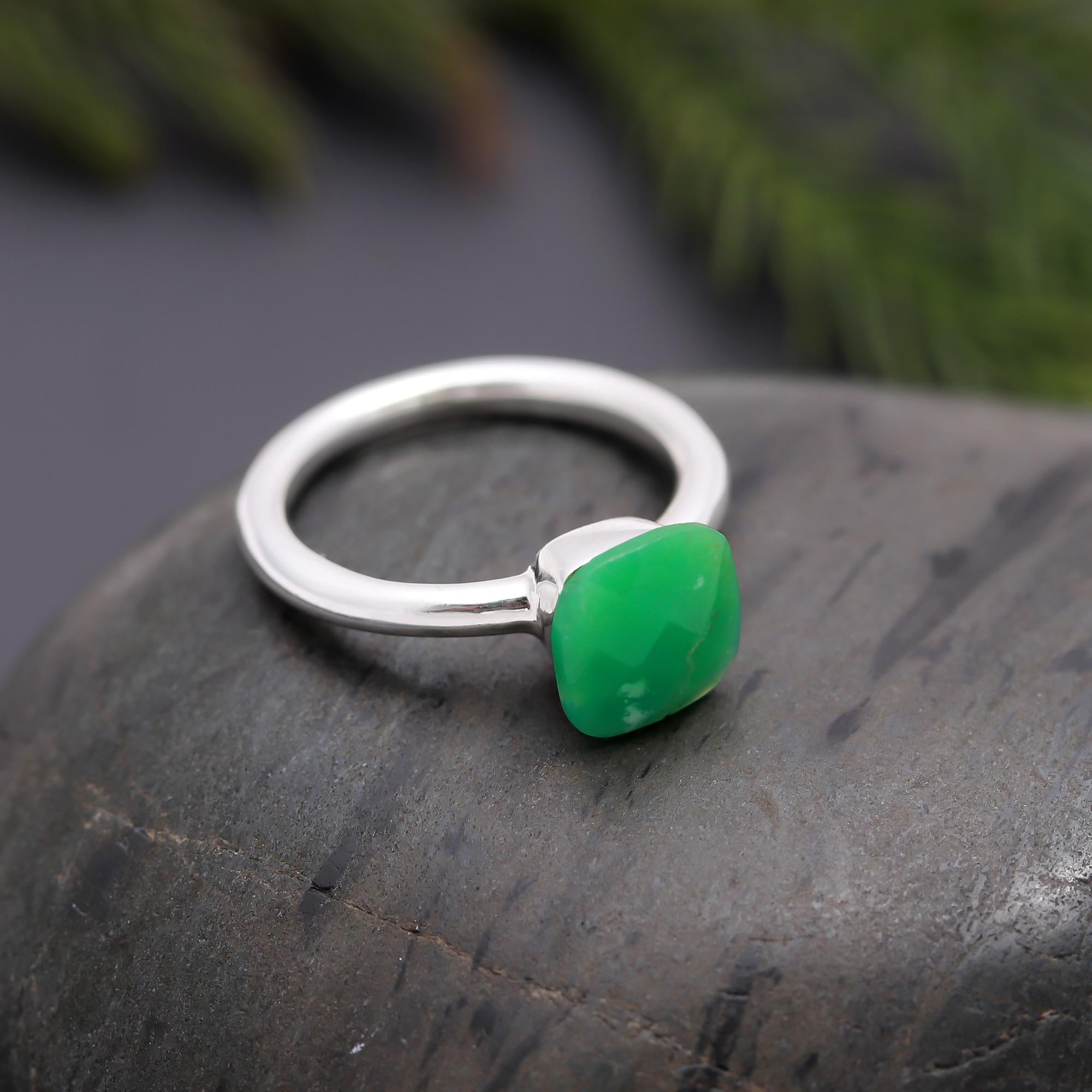 925 Silver Green Onyx Ring