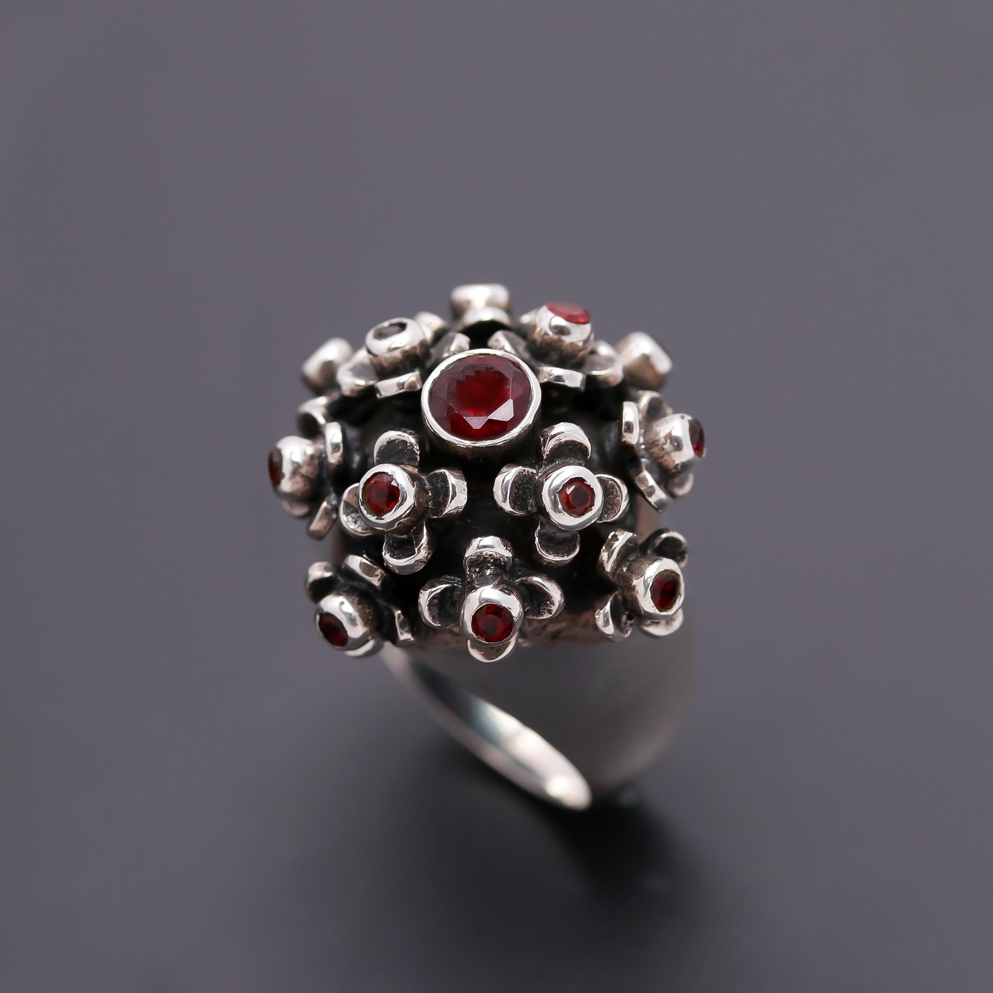 925 Silver Floral Dome Ring