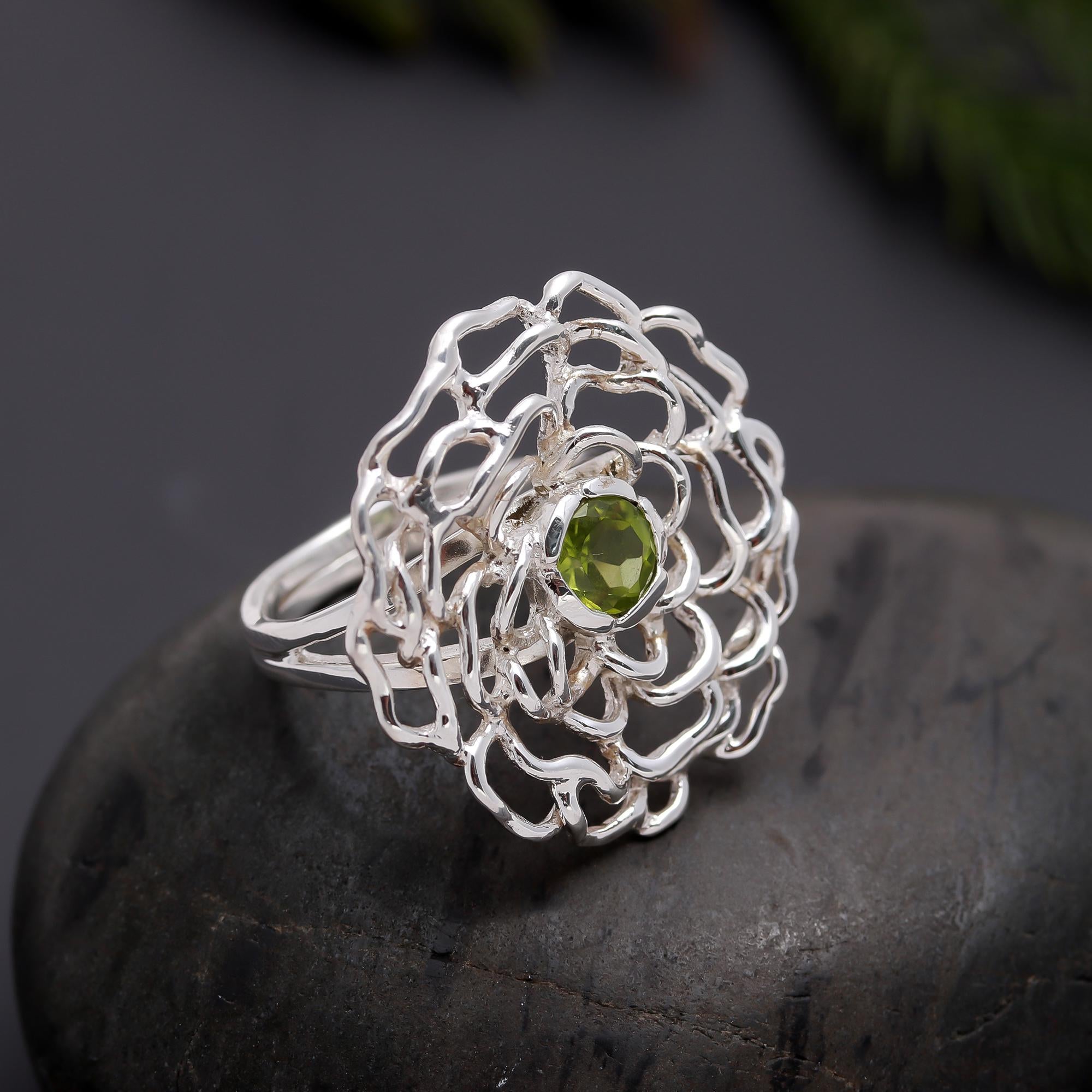 925 Silver Openwork Floral Ring
