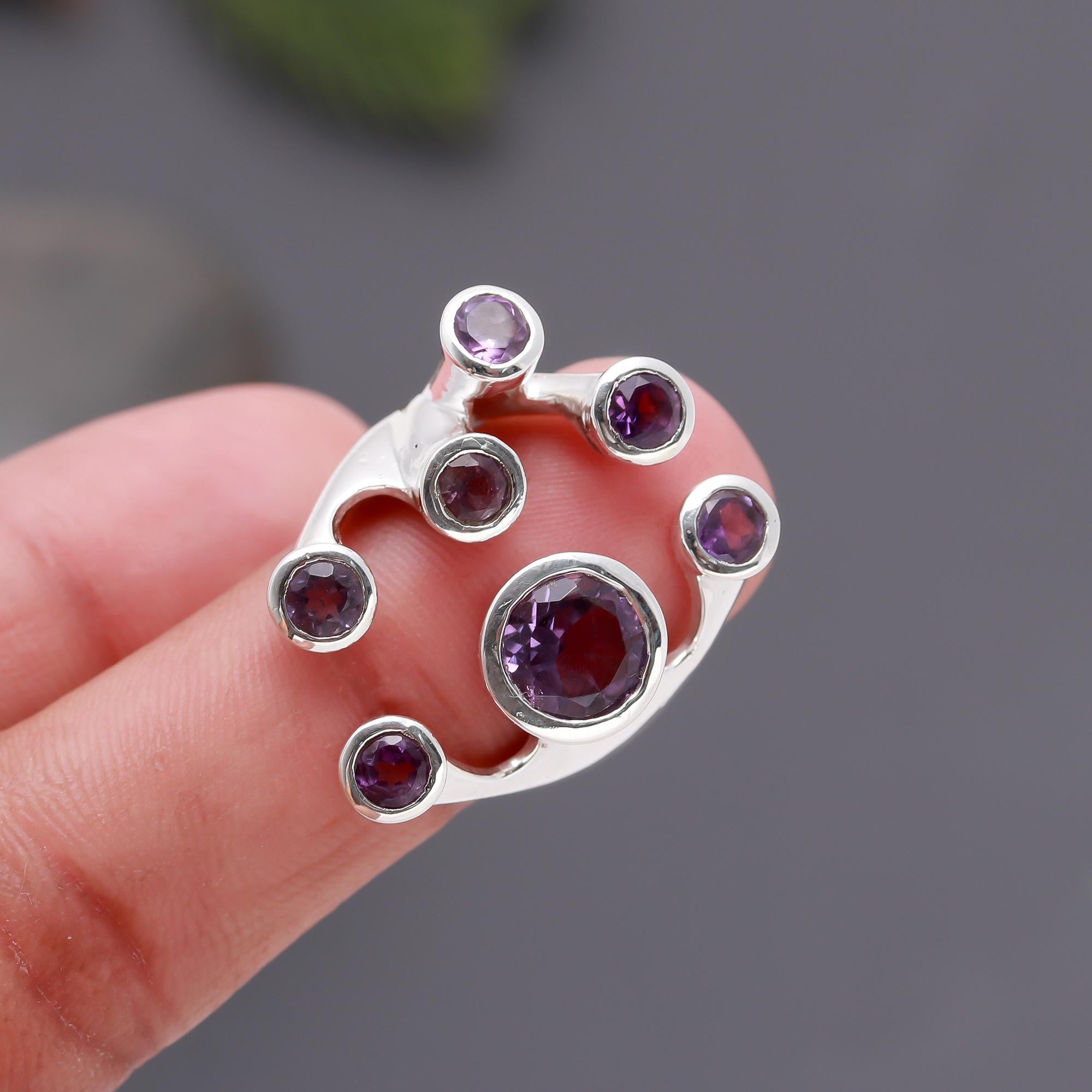 925 Silver Amethyst Statement Ring