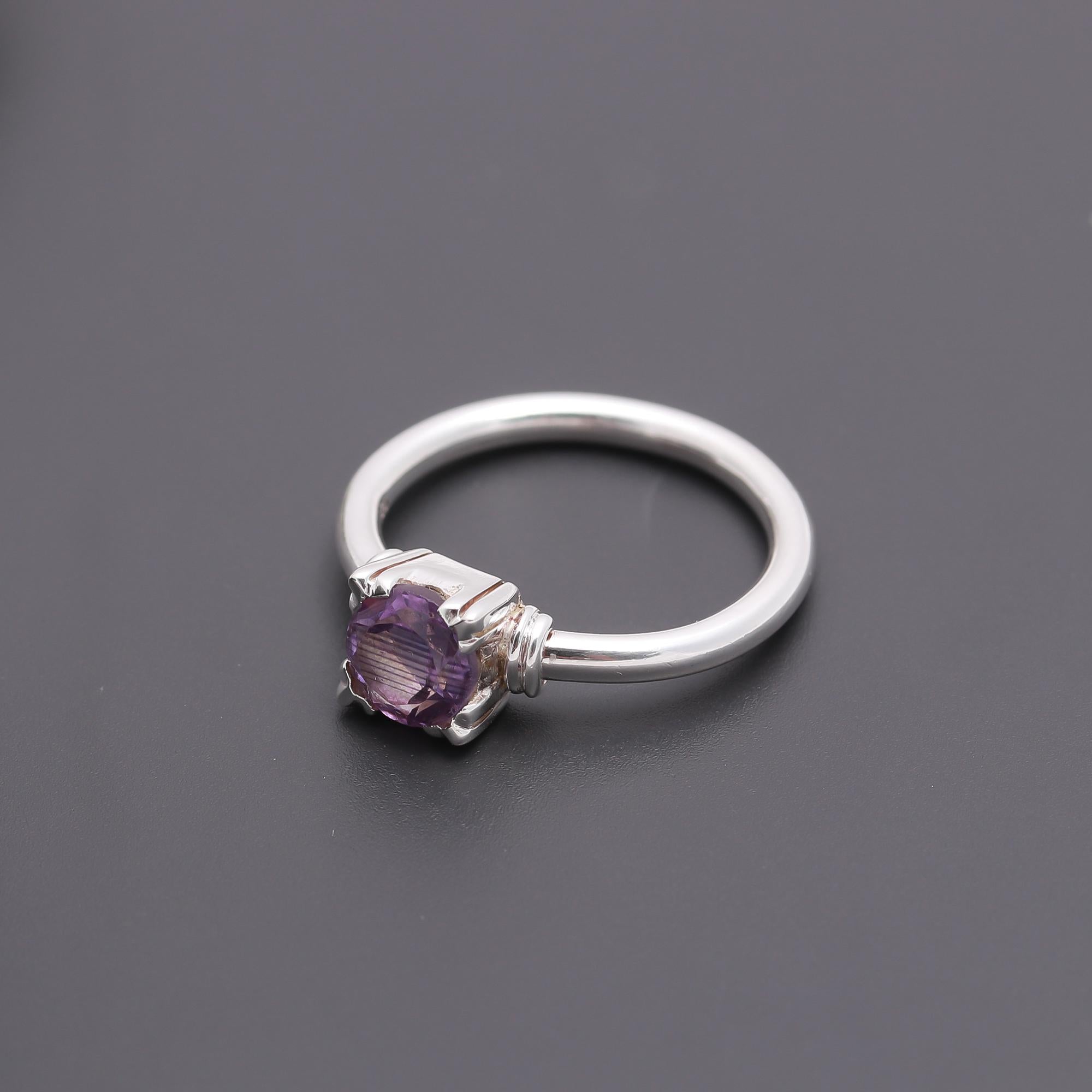 925 Silver Amethyst Solitaire Ring