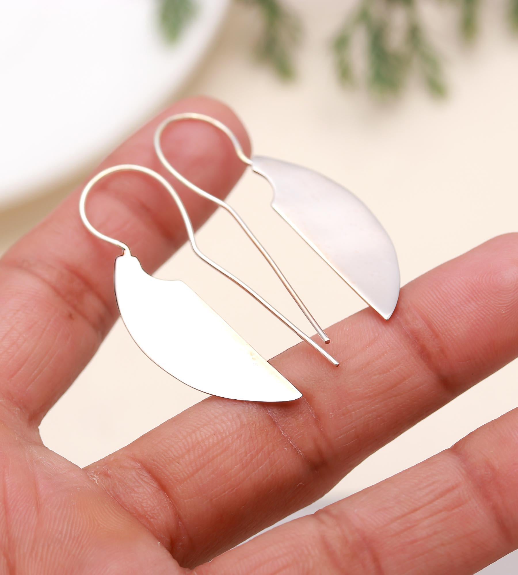 925 Sterling Silver Geometrical Earrings Fixed Earwire