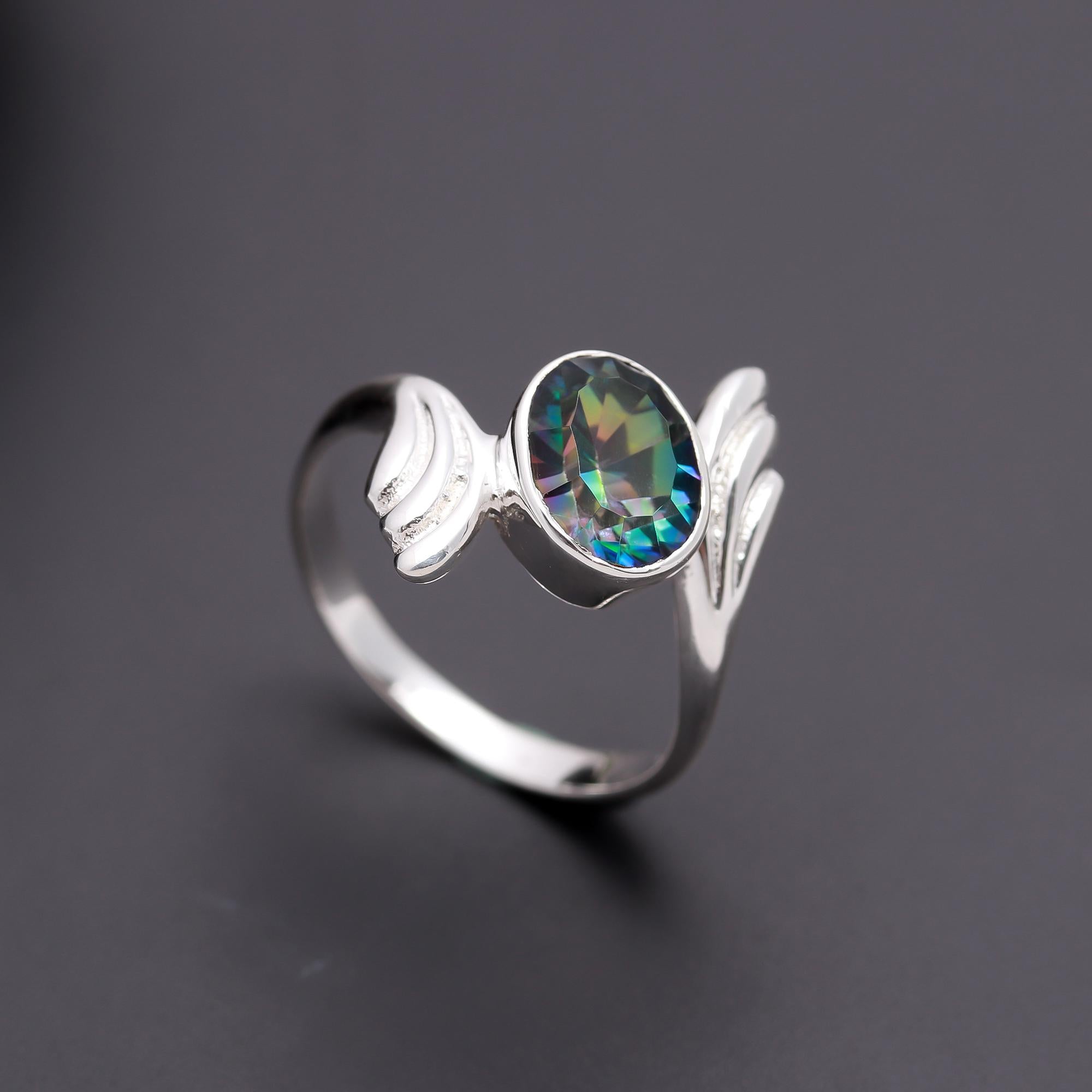 925 Silver Mystic Topaz Gemstone Ring