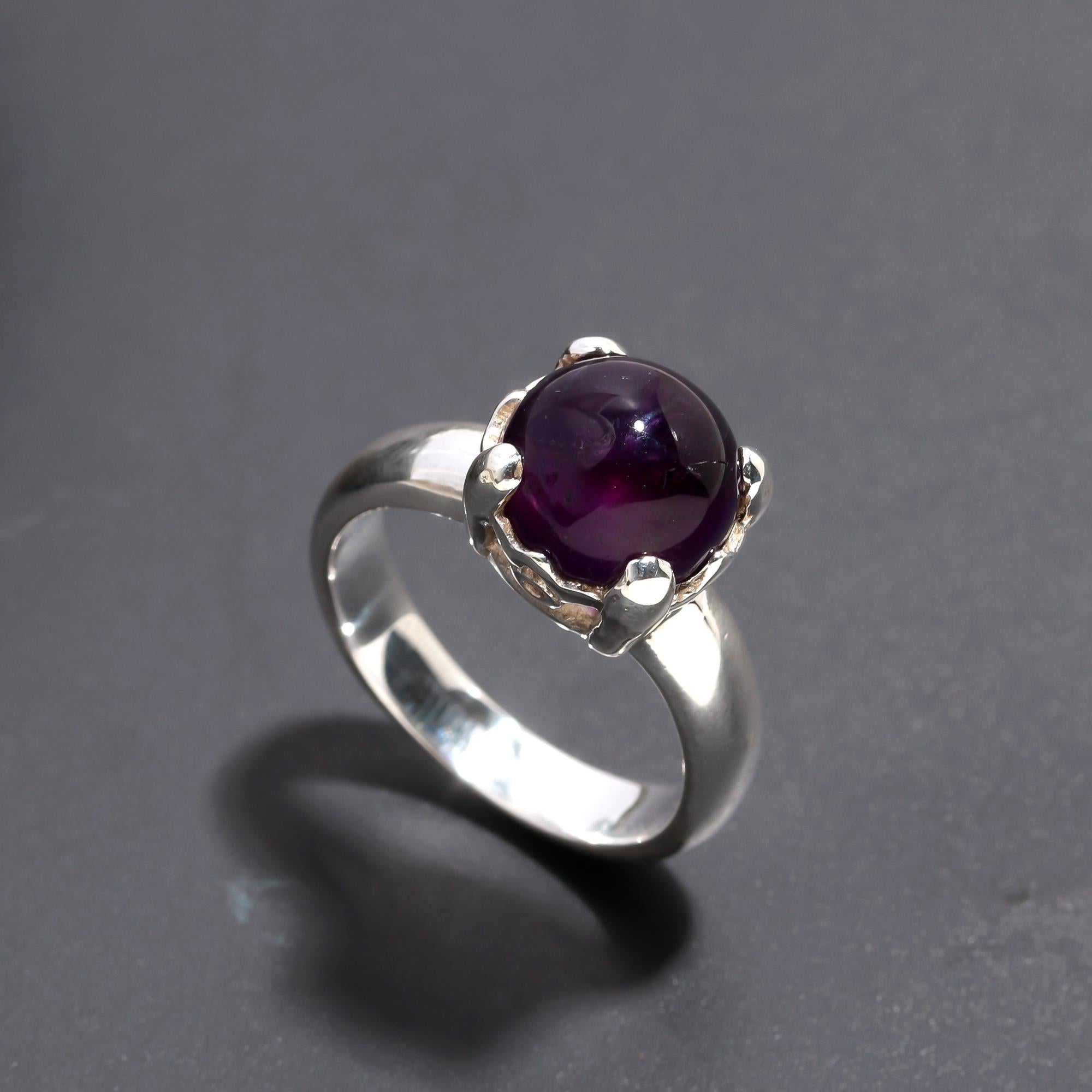 925 Silver Amethyst Claw-Set Ring