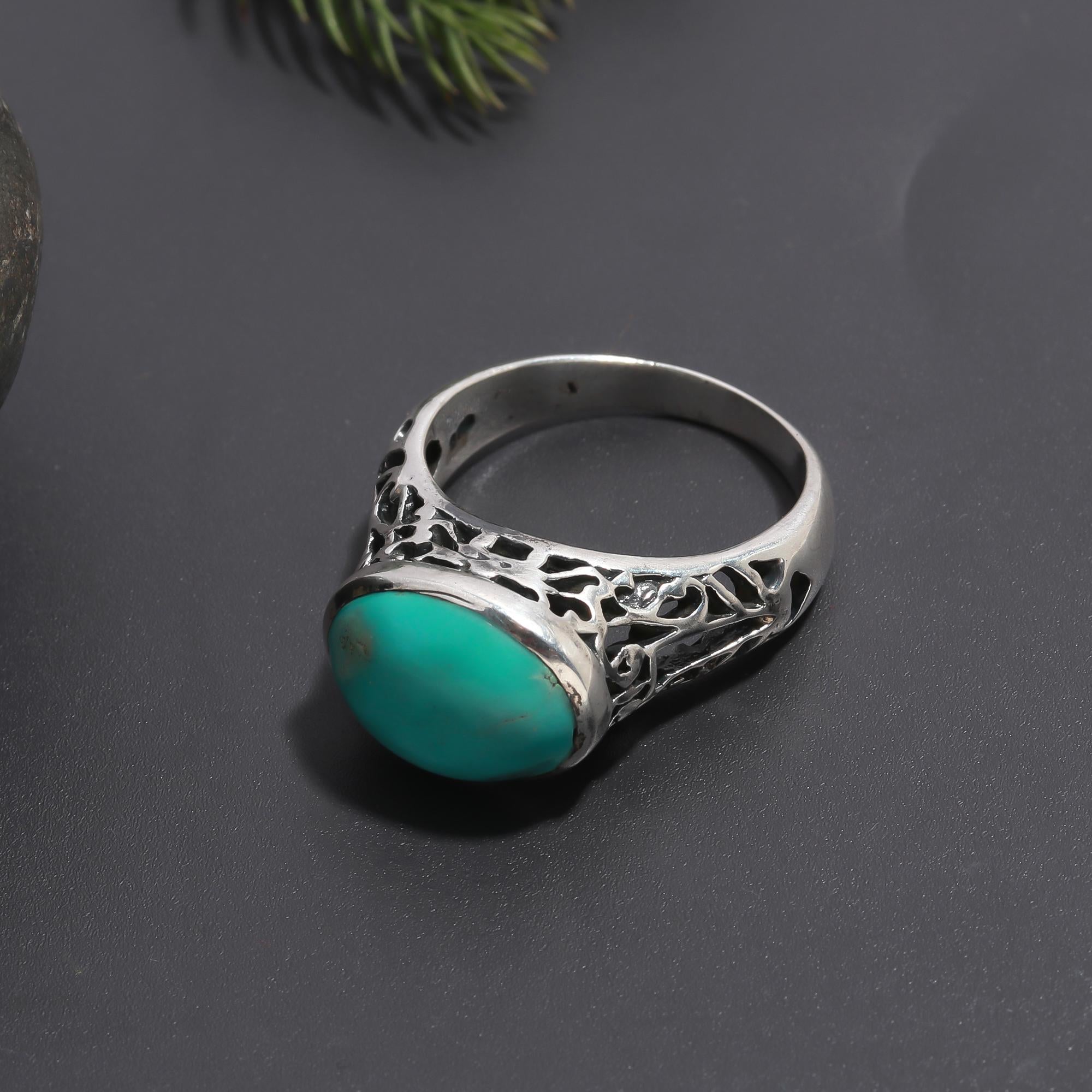 925 Silver Turquoise Filigree Ring