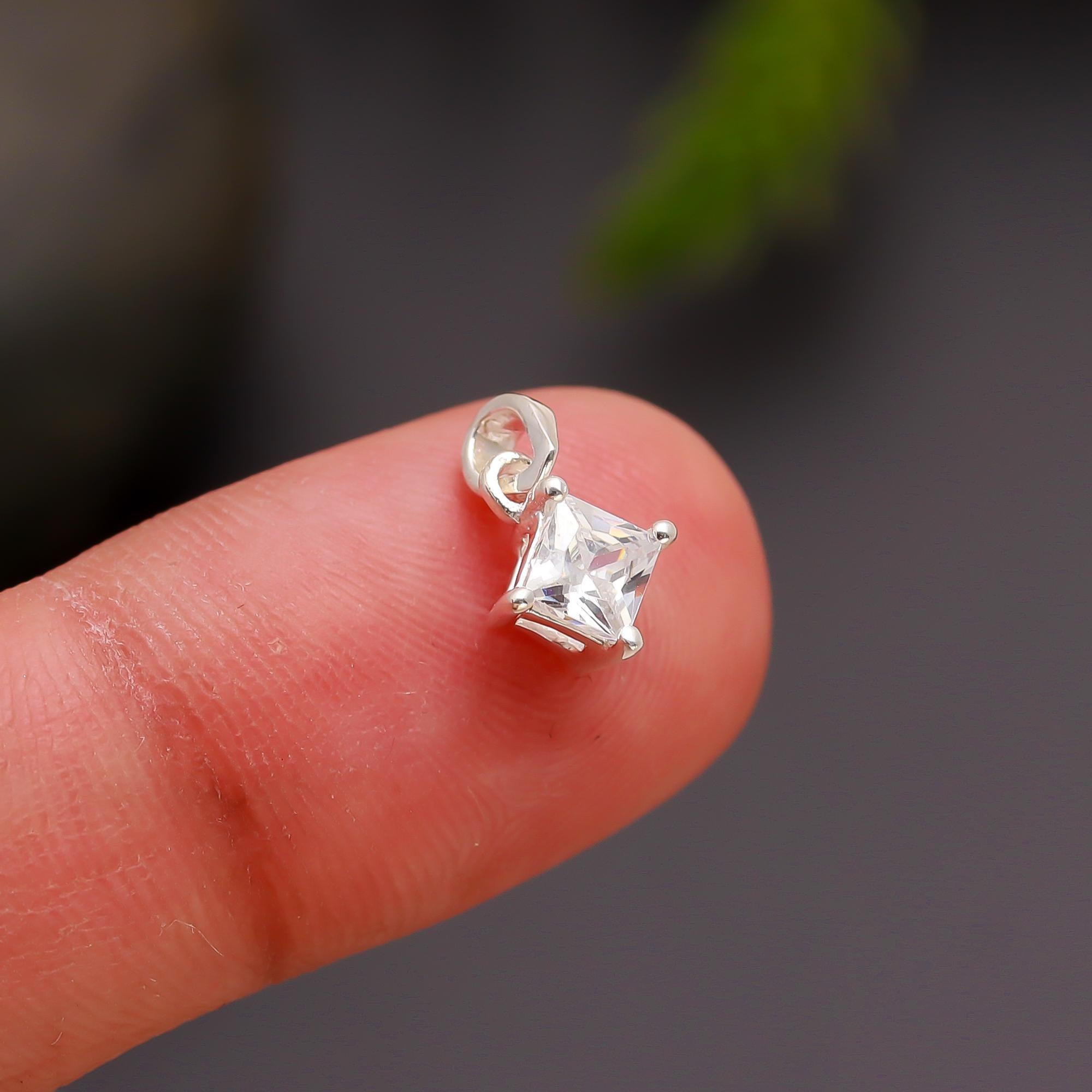 925 Silver Princess-Cut Solitaire Pendant