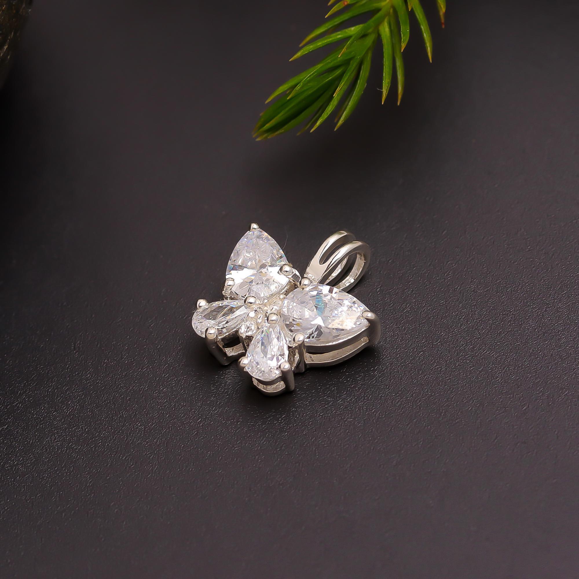 925 Silver Butterfly CZ Pendant