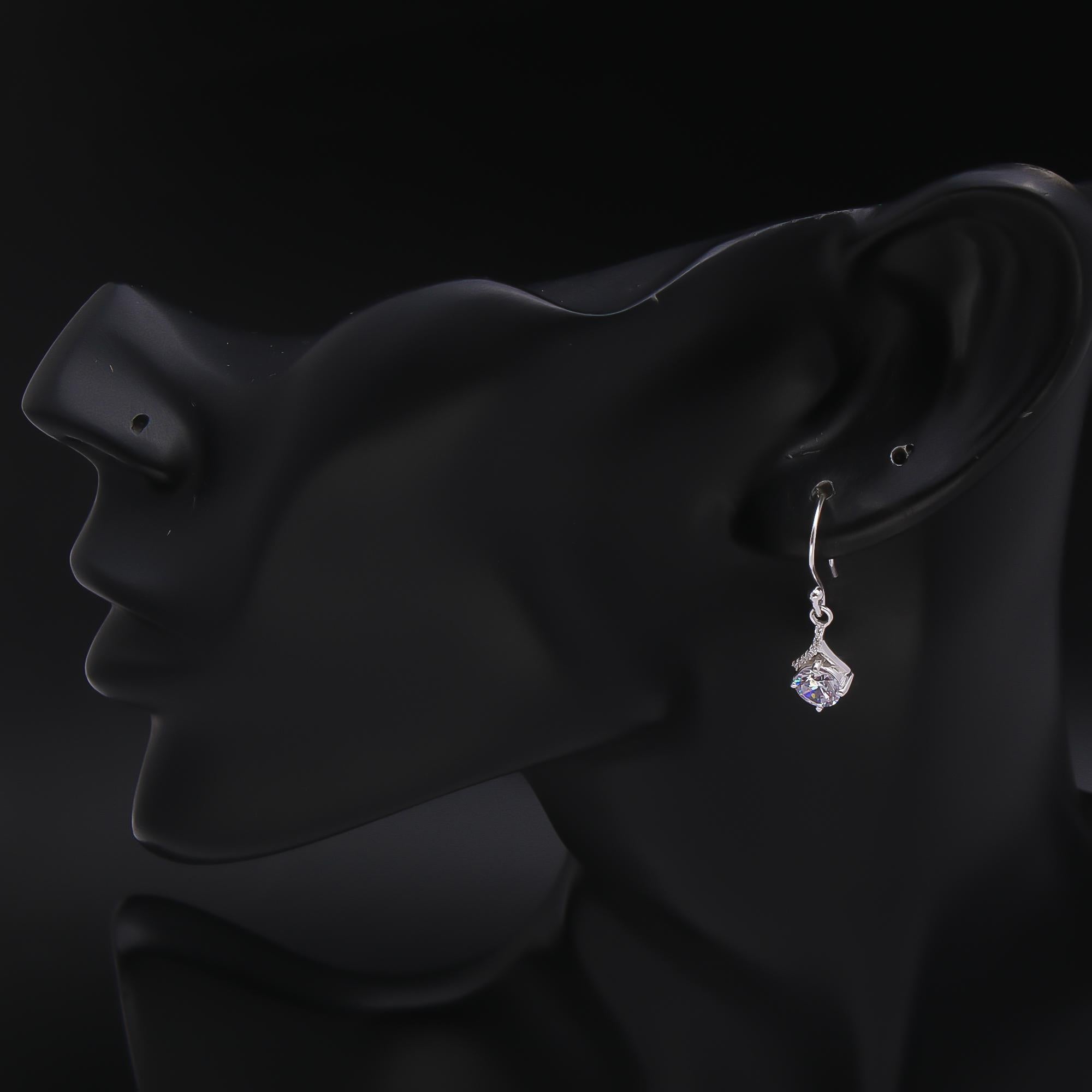 925 Silver CZ Teardrop Dangle Earrings