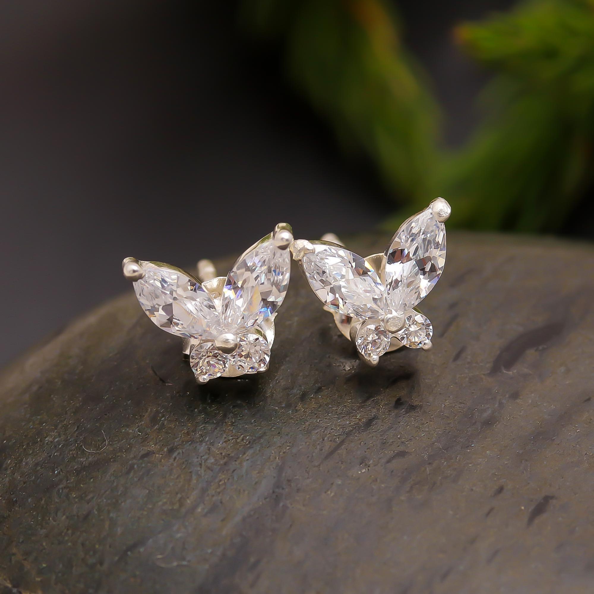 925 Silver Butterfly Spark Stud Earrings
