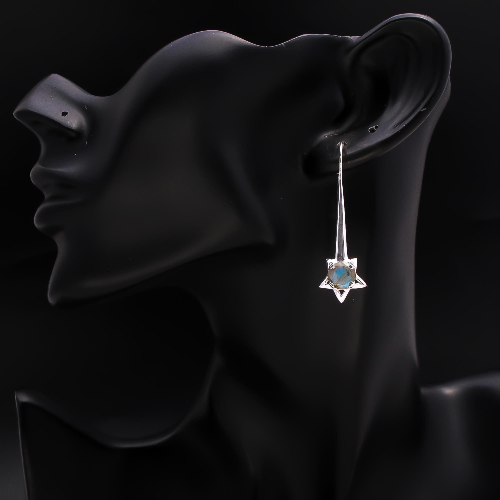 925 Silver Labradorite Star Drop Earrings