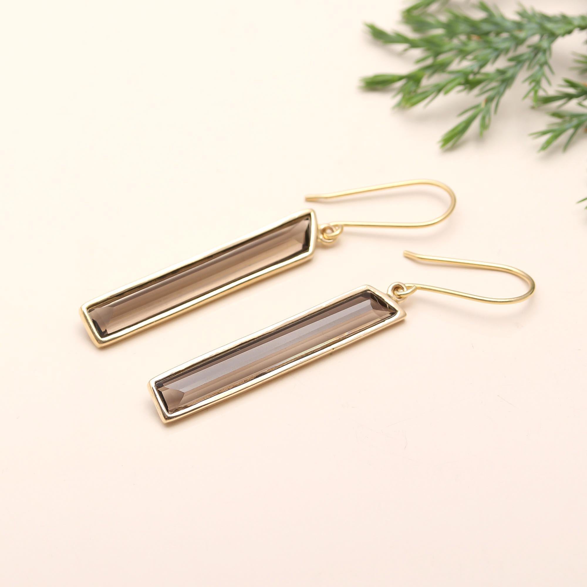 925 Silver Smoky Quartz Dangle Earrings