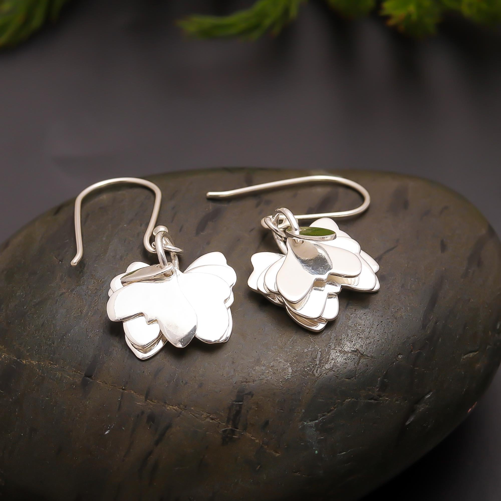 925 Silver Layered Petal Dangle Earrings