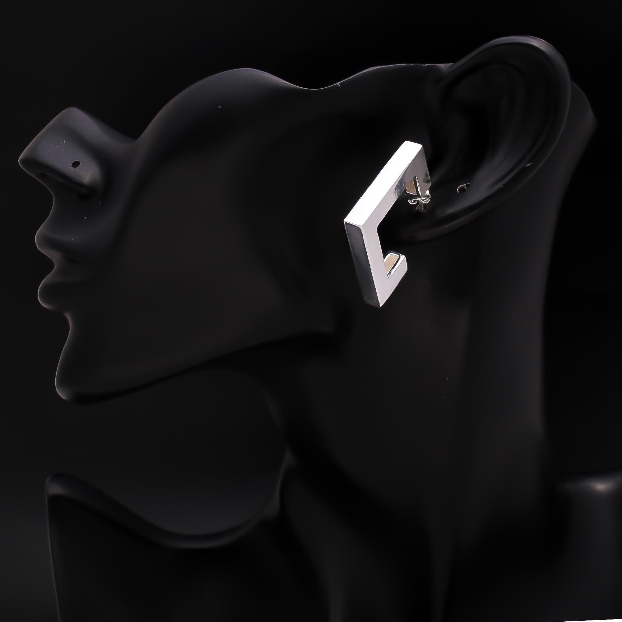 925 Silver Geometric Square Hoop Earrings