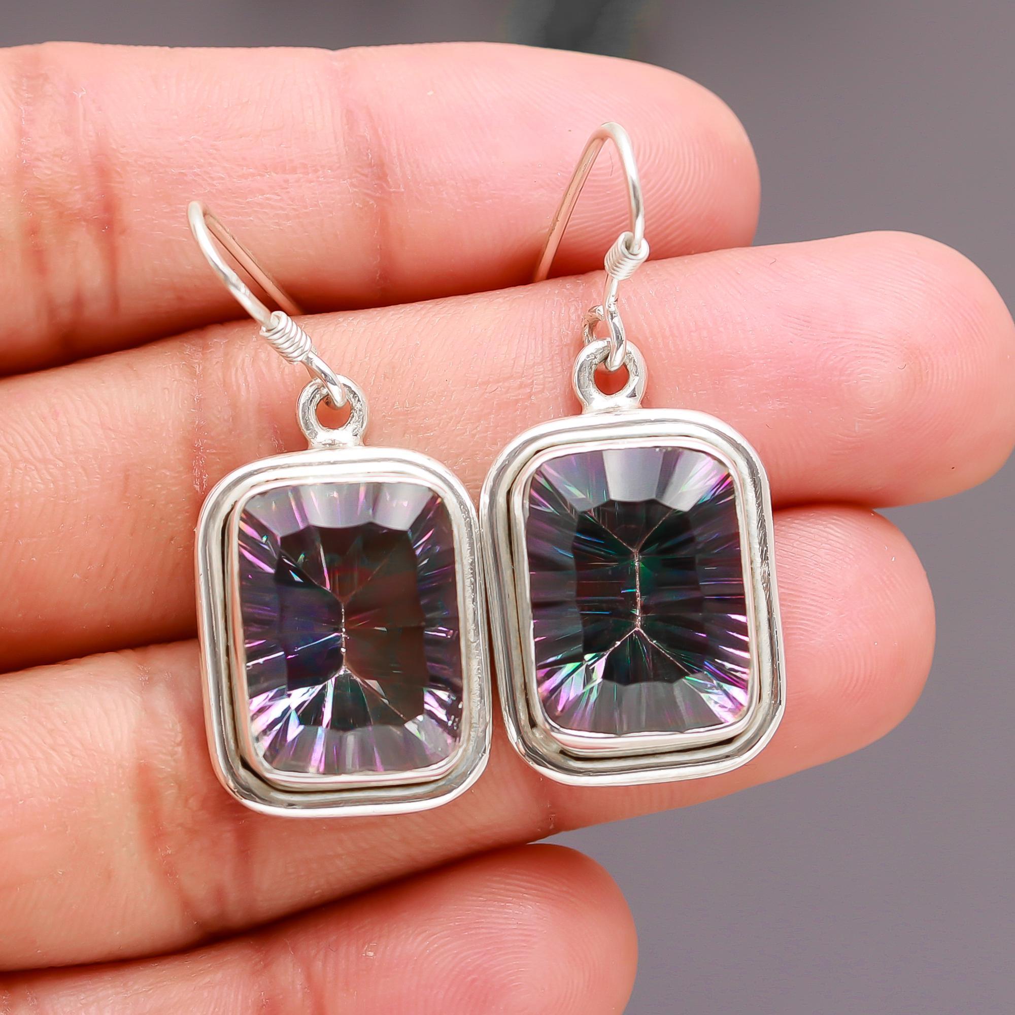925 Silver Mystic Quartz Drop Earrings