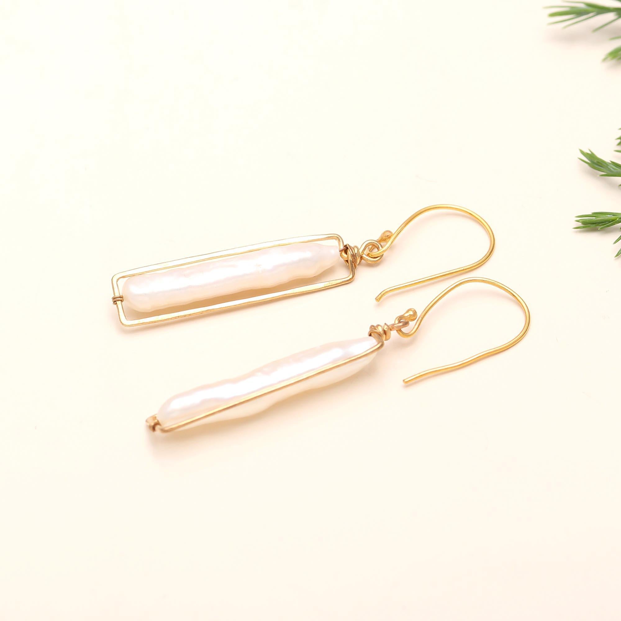 925 Silver Long Pearl Dangle Earrings