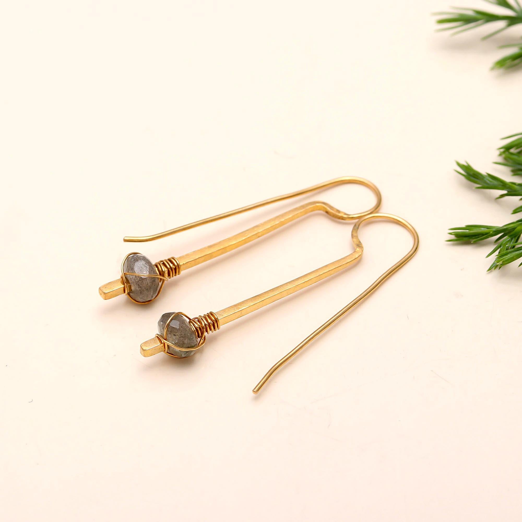 925 Silver Labradorite Dangle Earrings