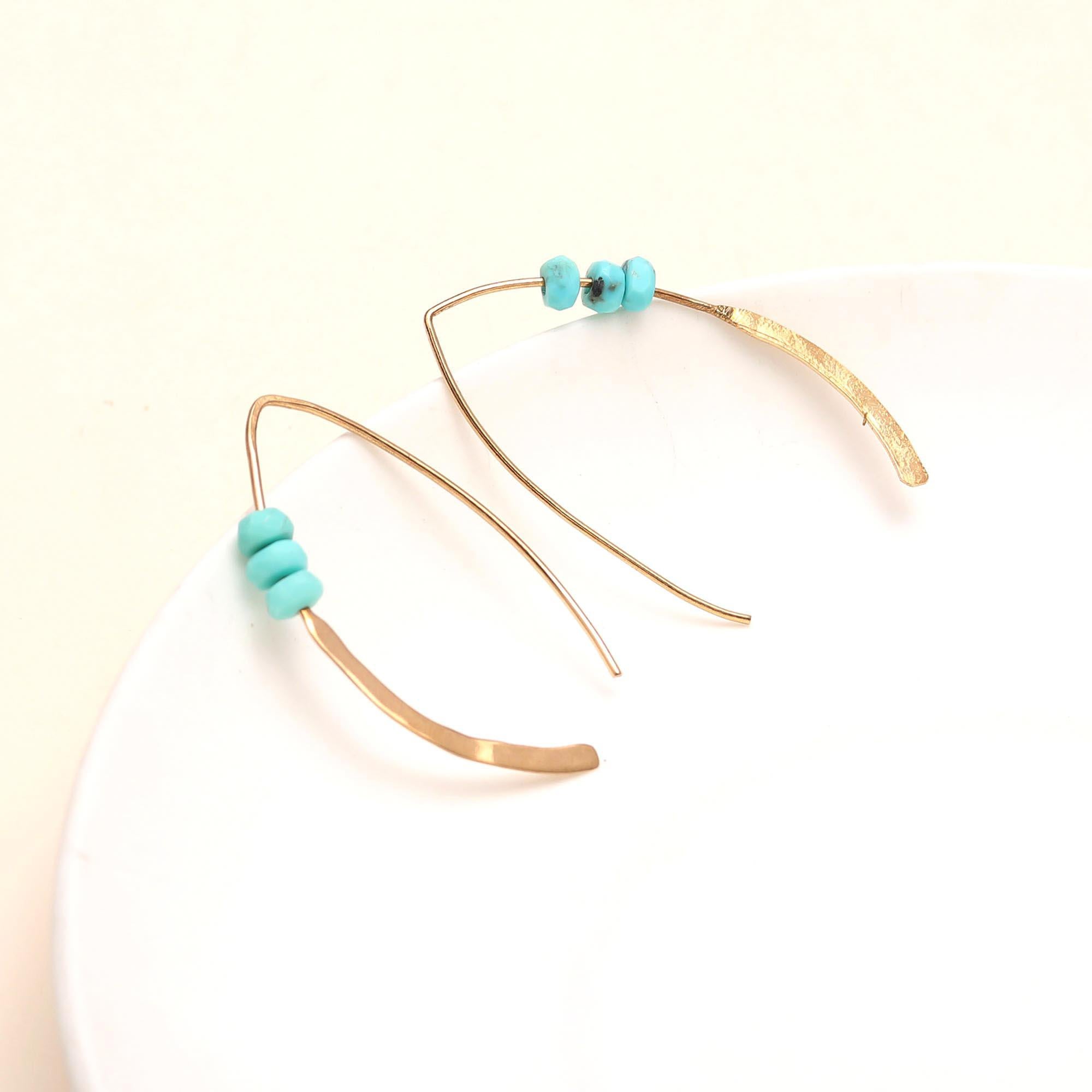 925 Silver Turquoise Bead Hook Earrings