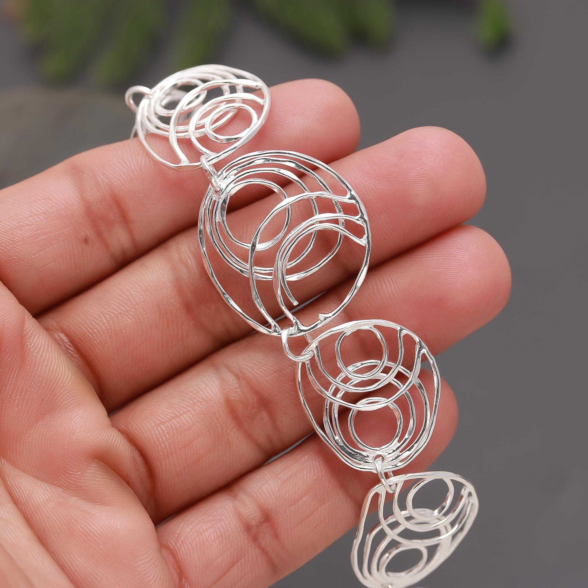925 Silver Abstract Spiral Link Bracelet