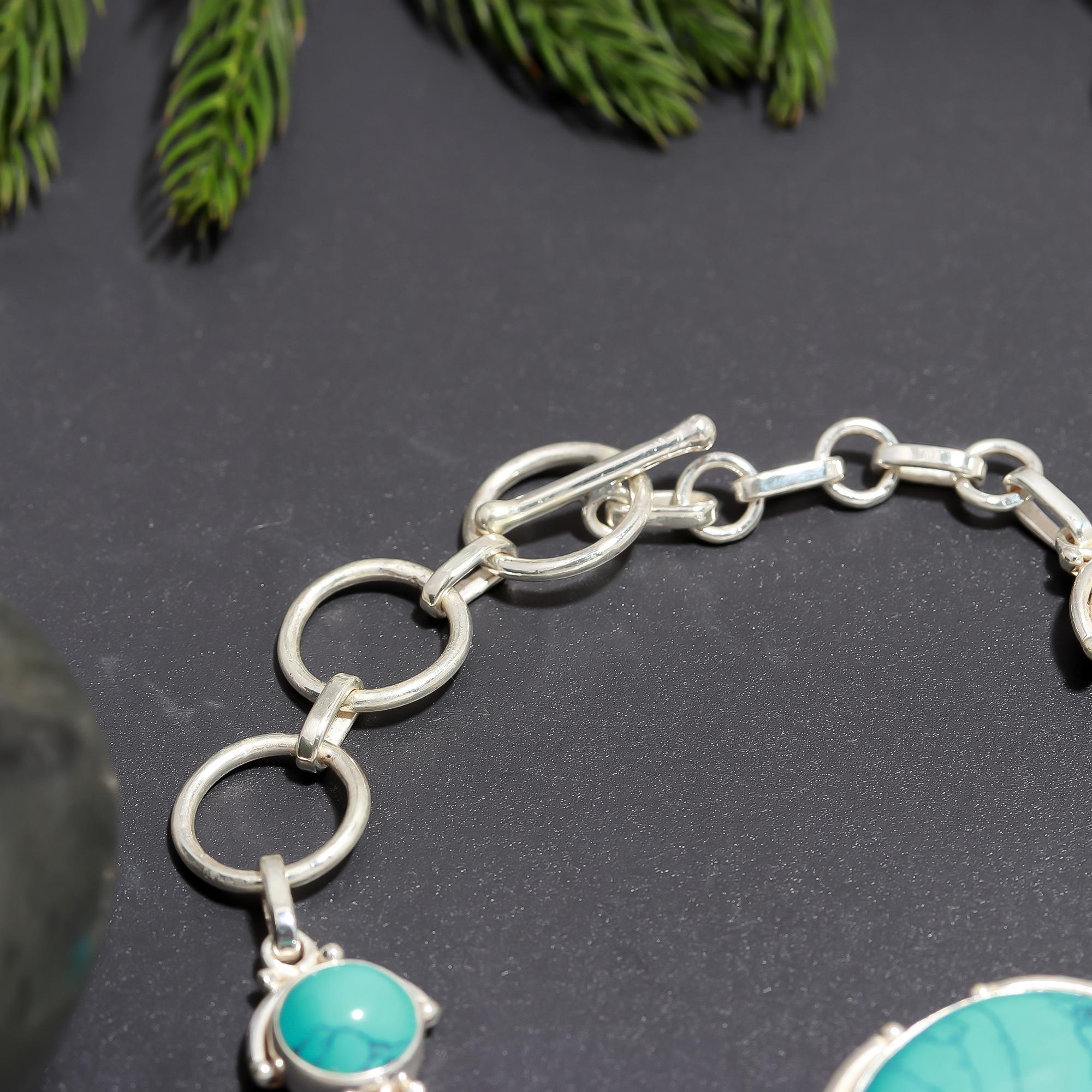 925 Silver Turquoise Statement Bracelet