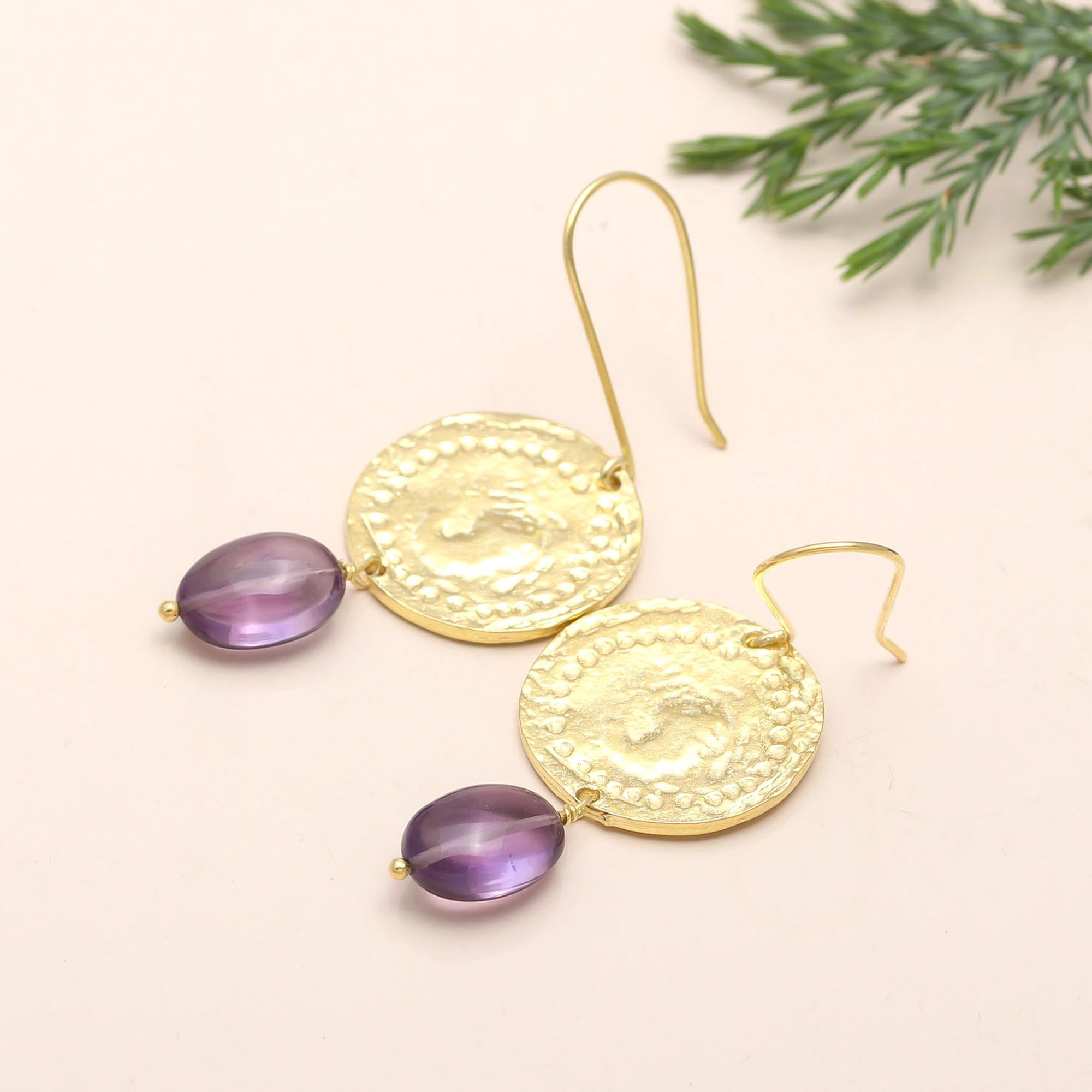 925 Silver Textured Disc Earrings