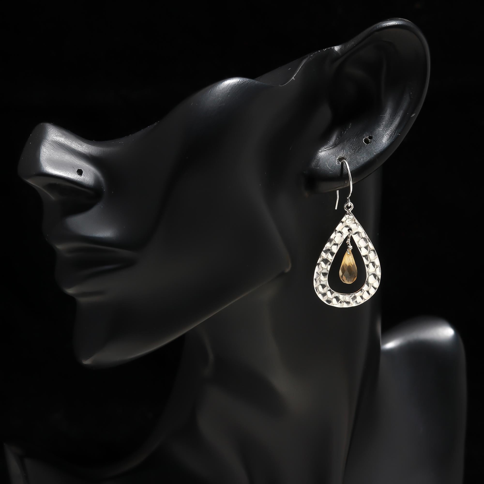 925 Silver Citrine Dangle Earrings