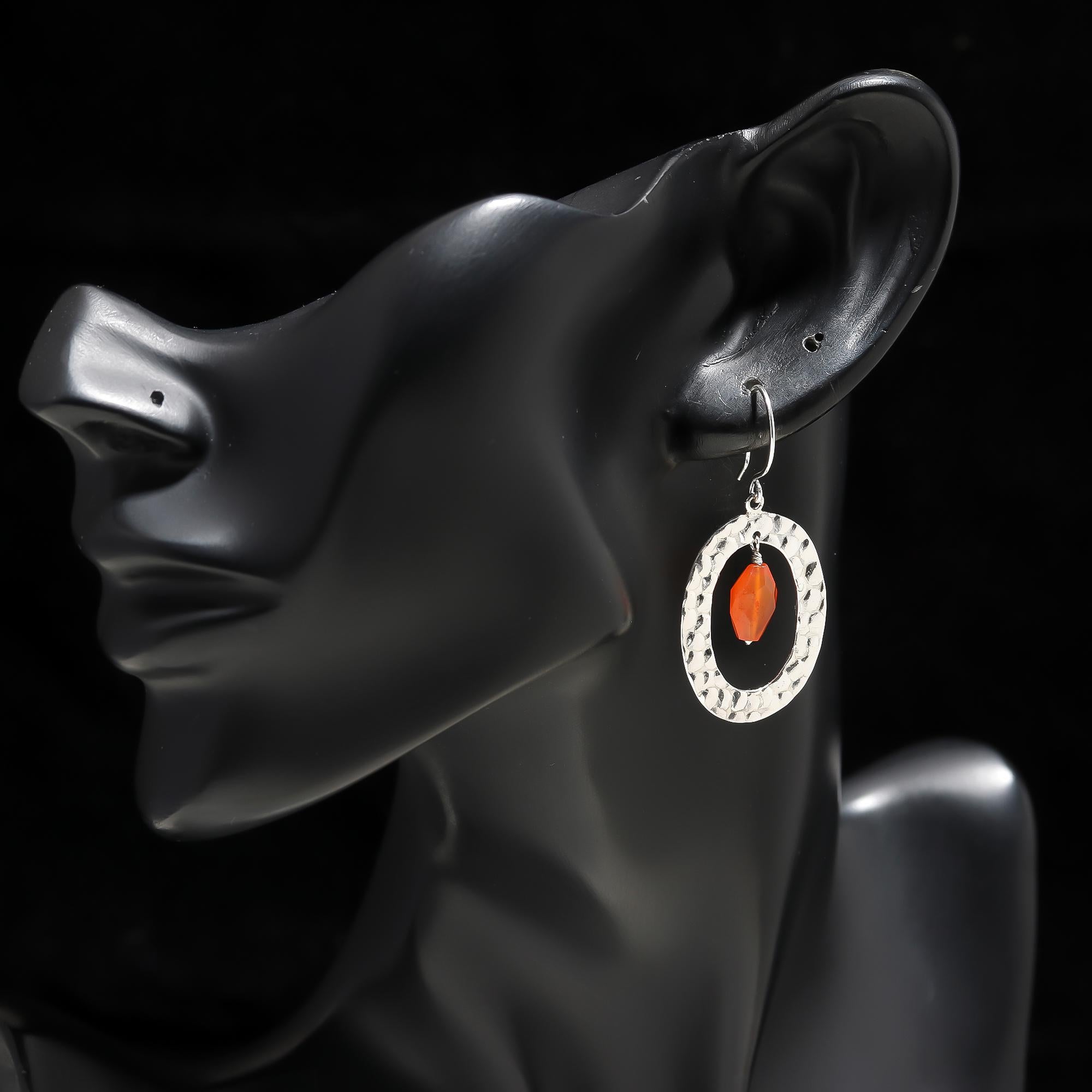 925 Silver Carnelian Dangle Earrings