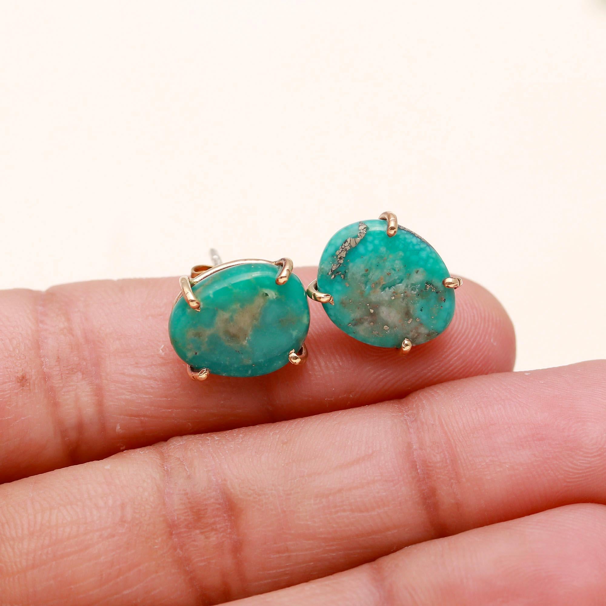 The Turquoise Pebble: Organic Claw Stud Earrings