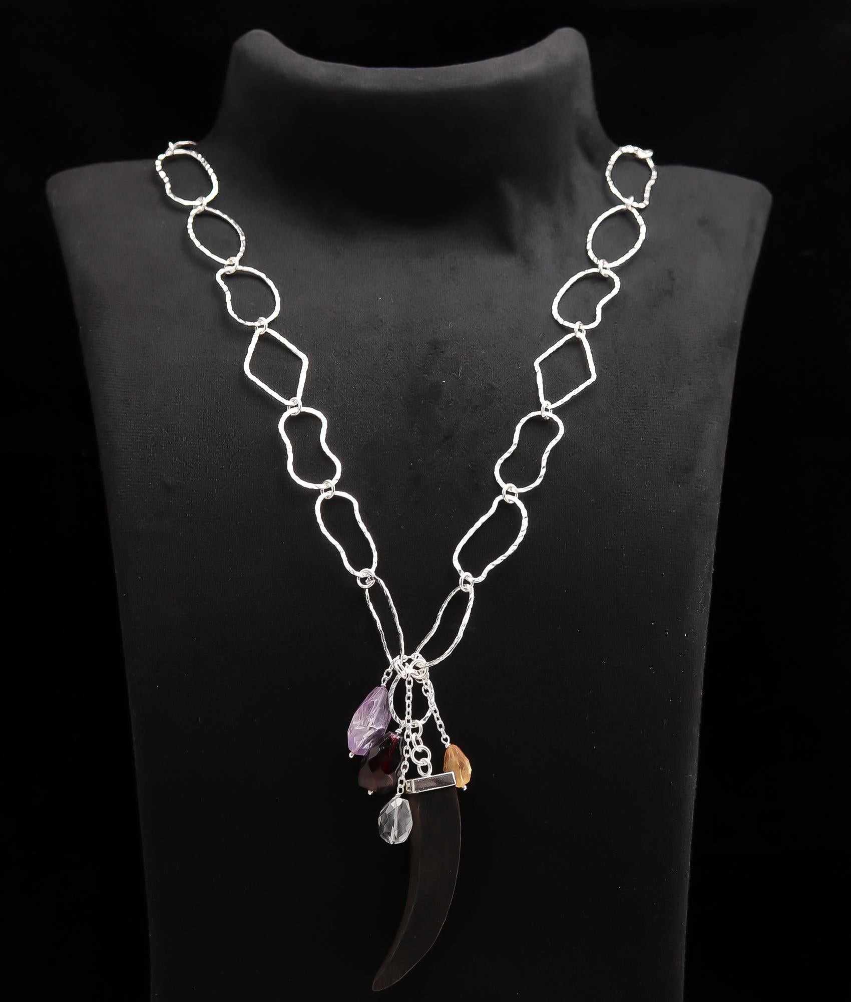 925 Silver Horn Pendant Necklace