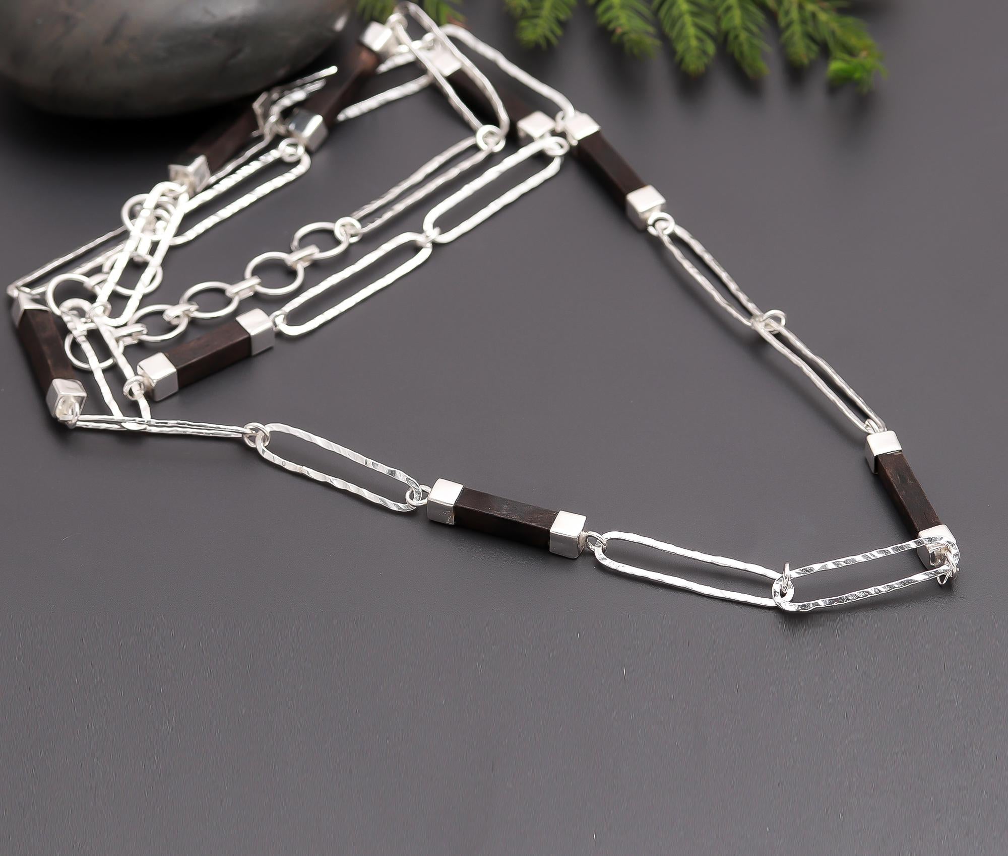 925 Silver Hammered Link Chain Necklace