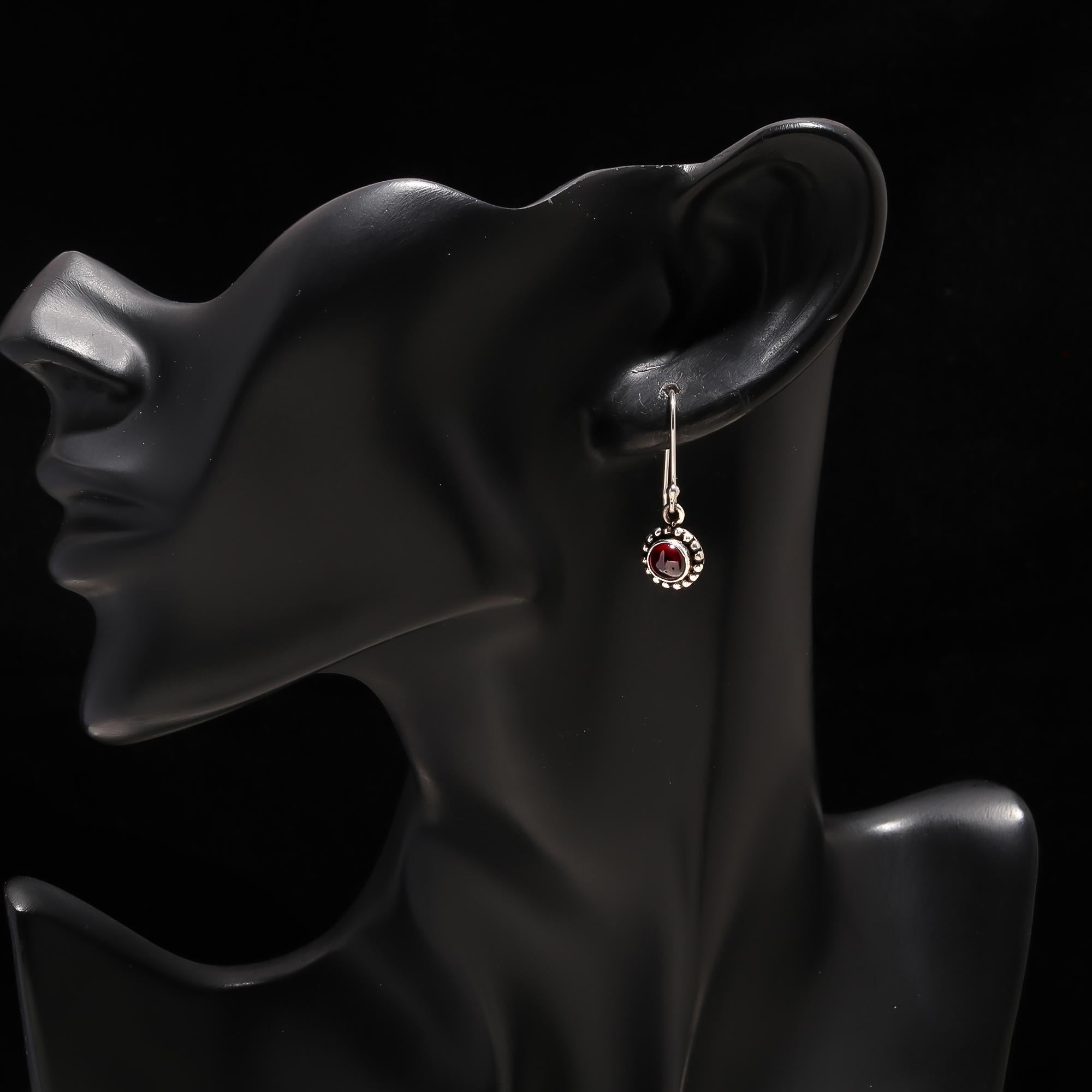 The Garnet Halo: Ornate Silver Garnet Earrings