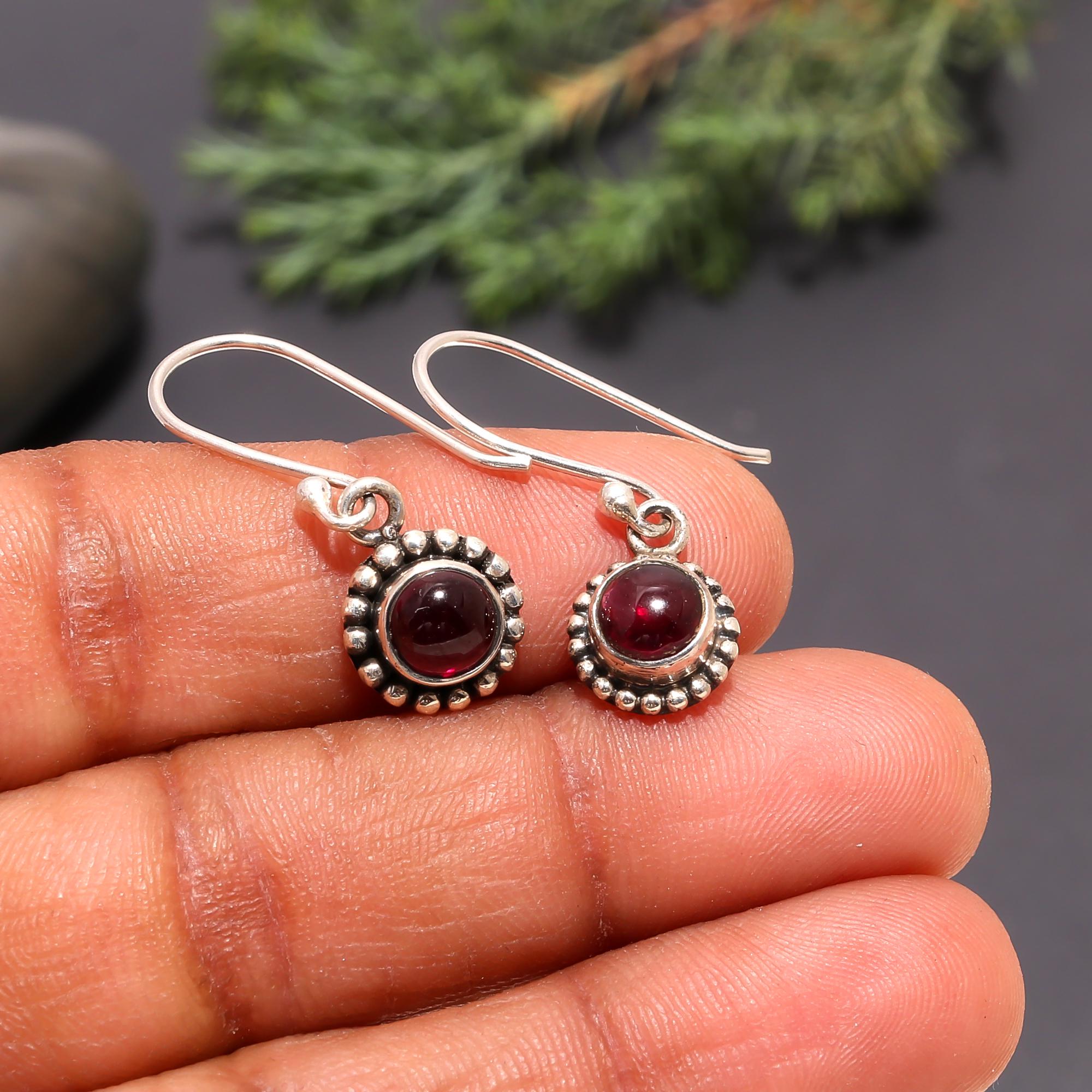 The Garnet Halo: Ornate Silver Garnet Earrings
