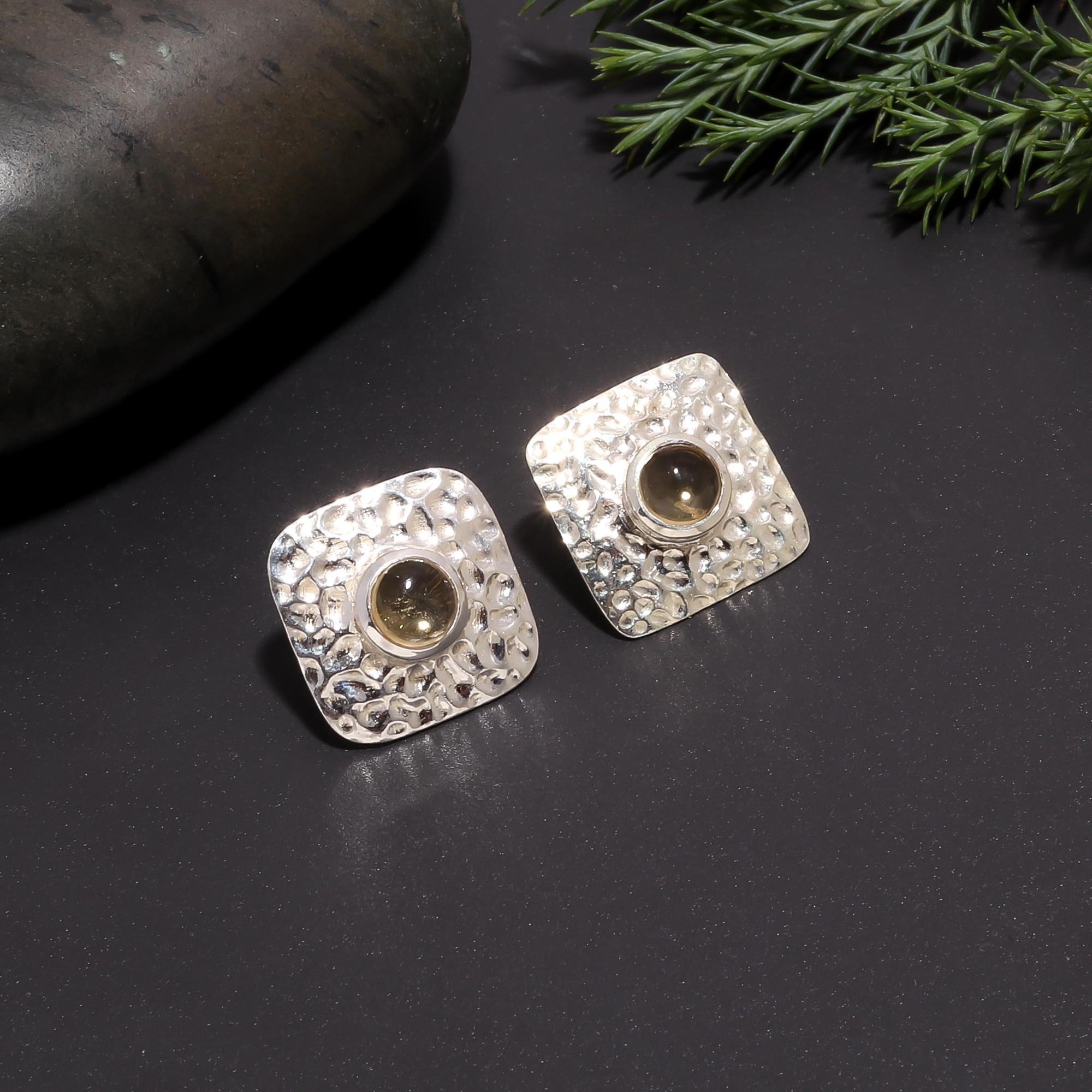 The Smoky Hammered: Silver Organic Textured Studs