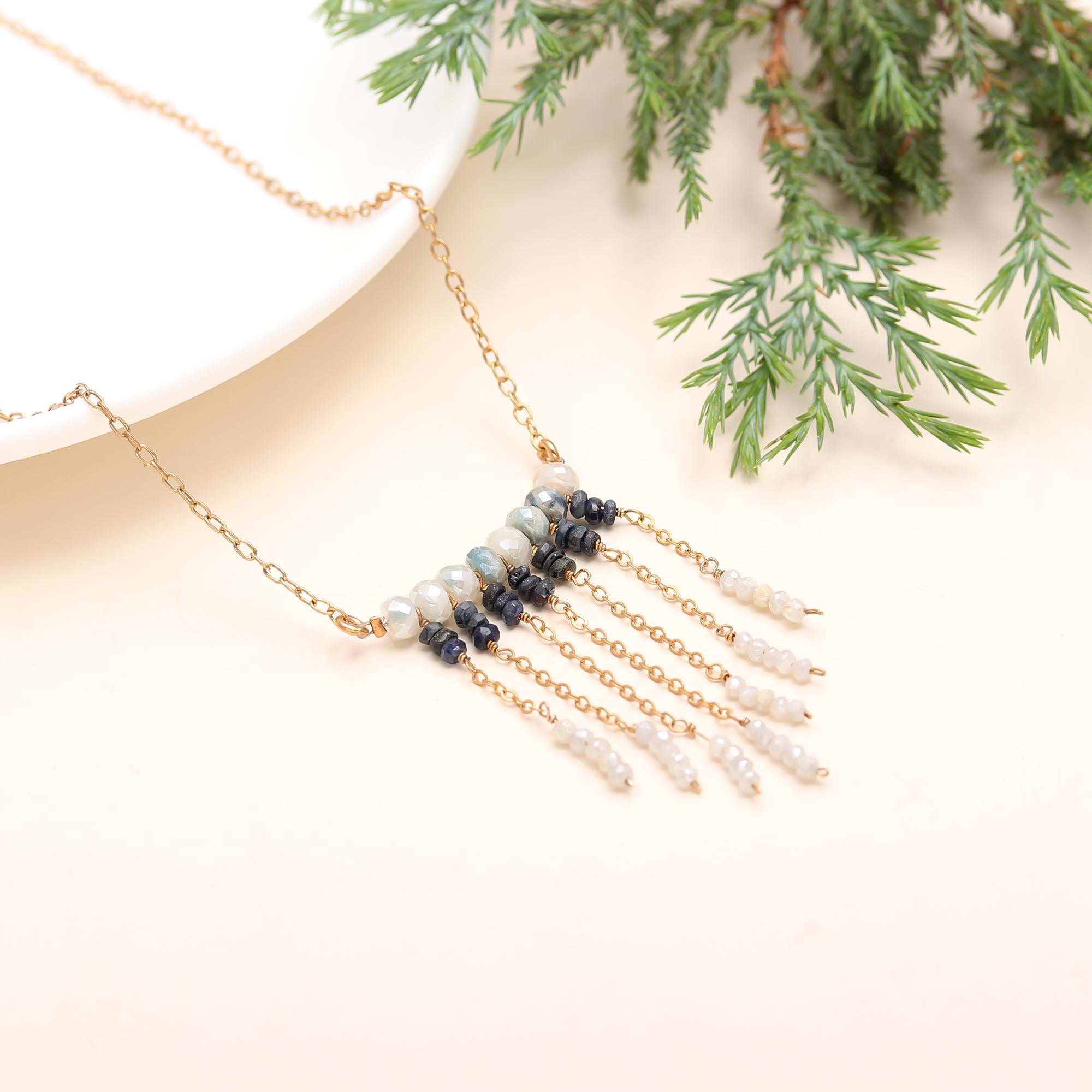 925 Silver Multi-Stone Fringe Necklace