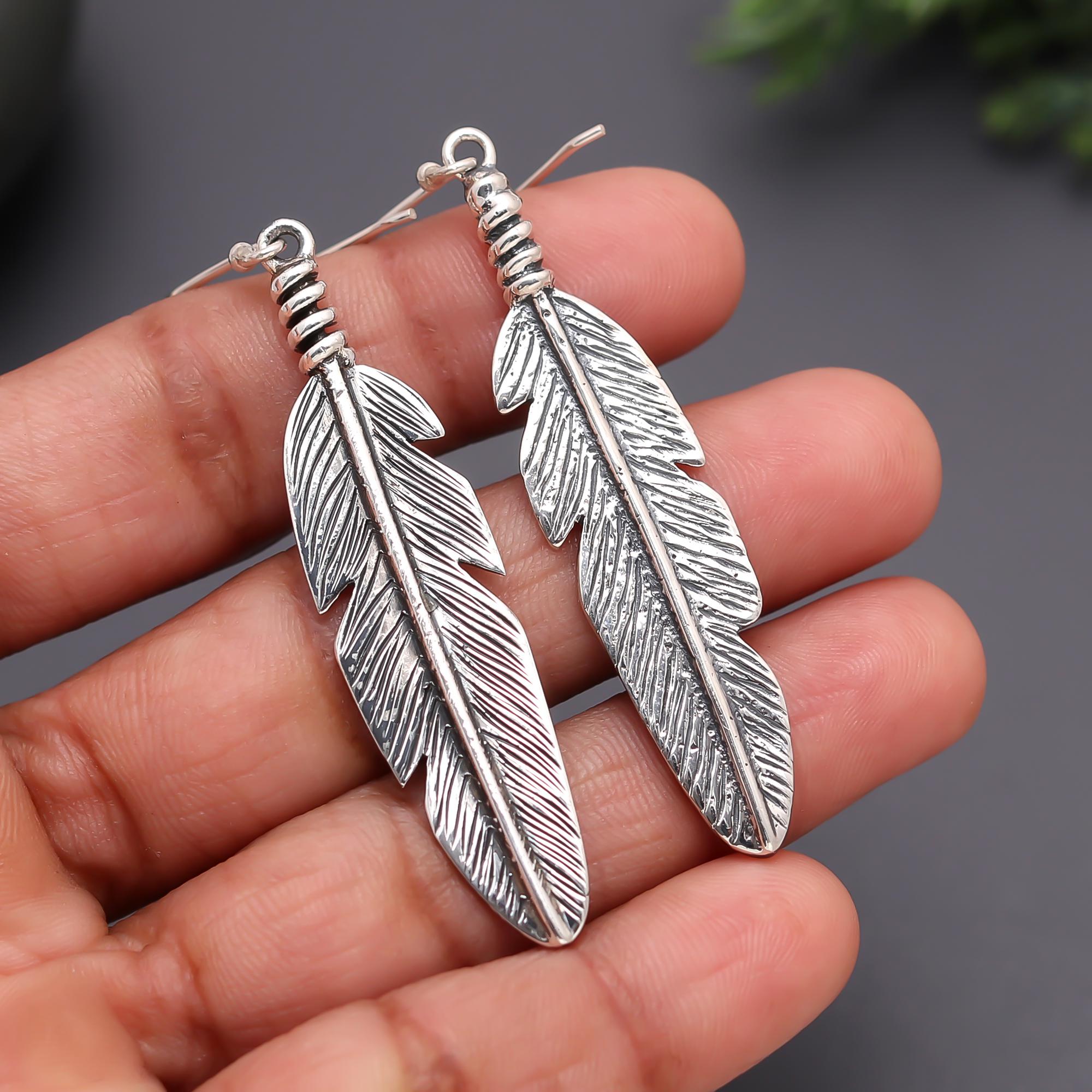 The Wanderlust Feathers: Silver Artisan Textured Earrings