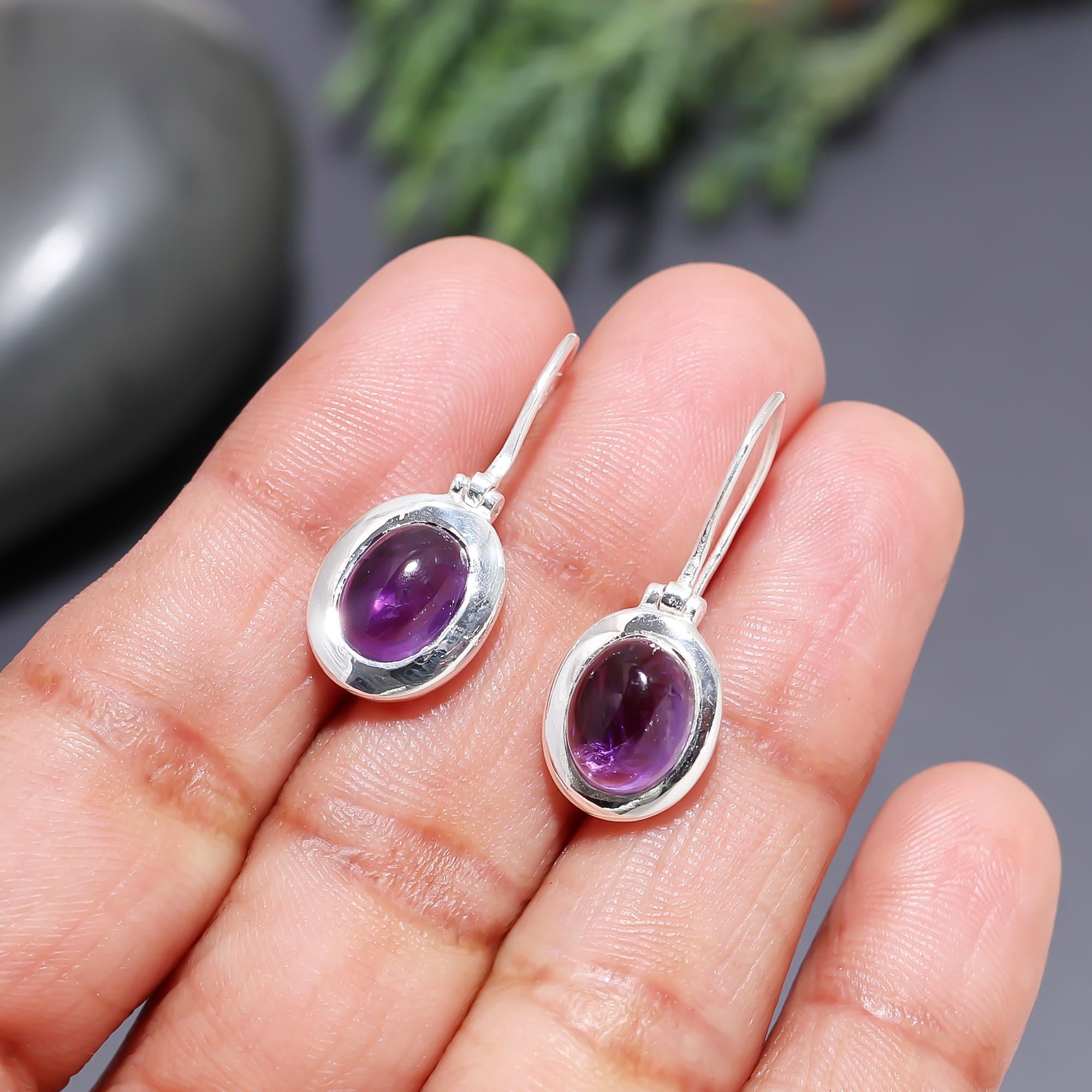 The Amethyst Heritage: Silver Minimalist Drop Earrings