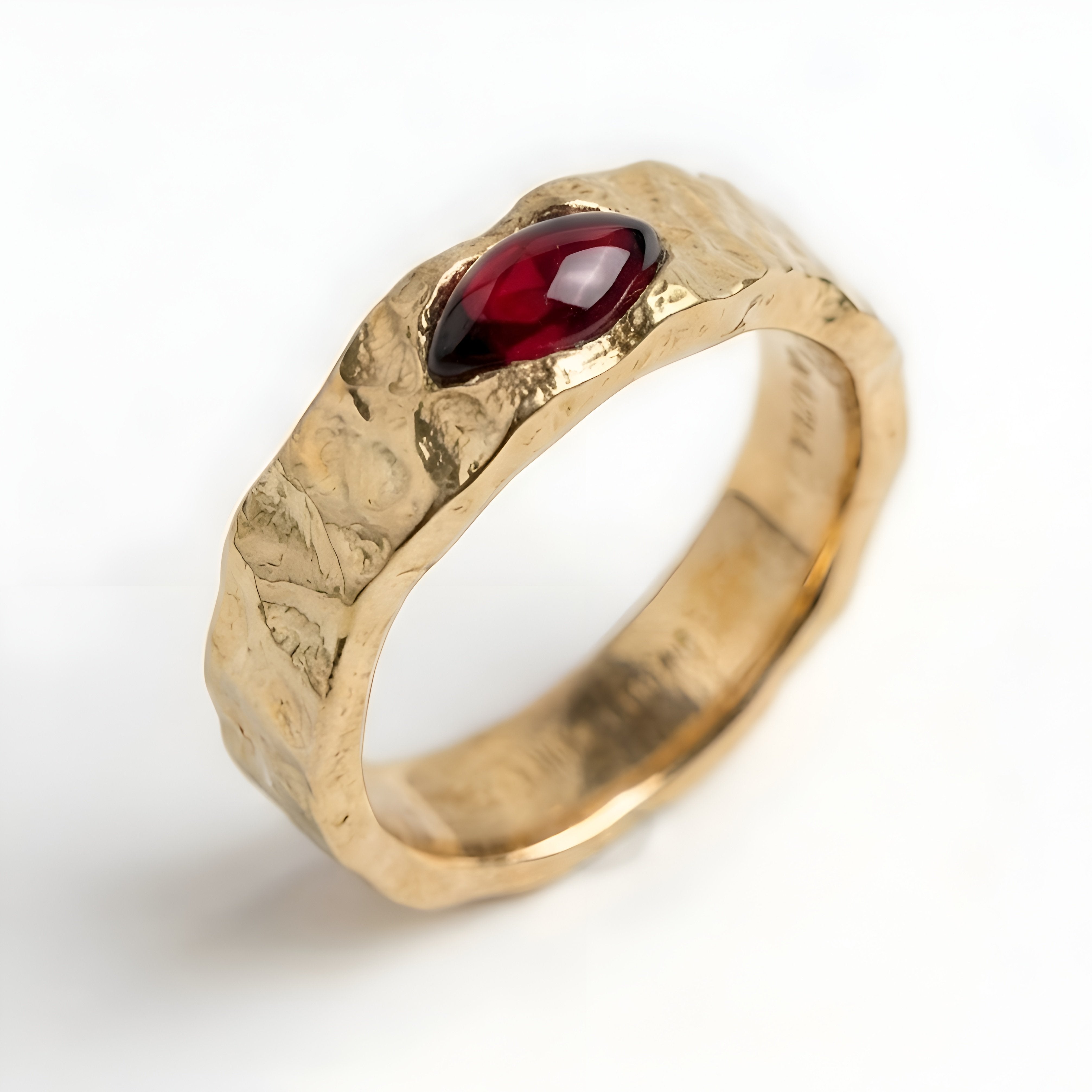 The Promethean Garnet: Hammered Band Ring