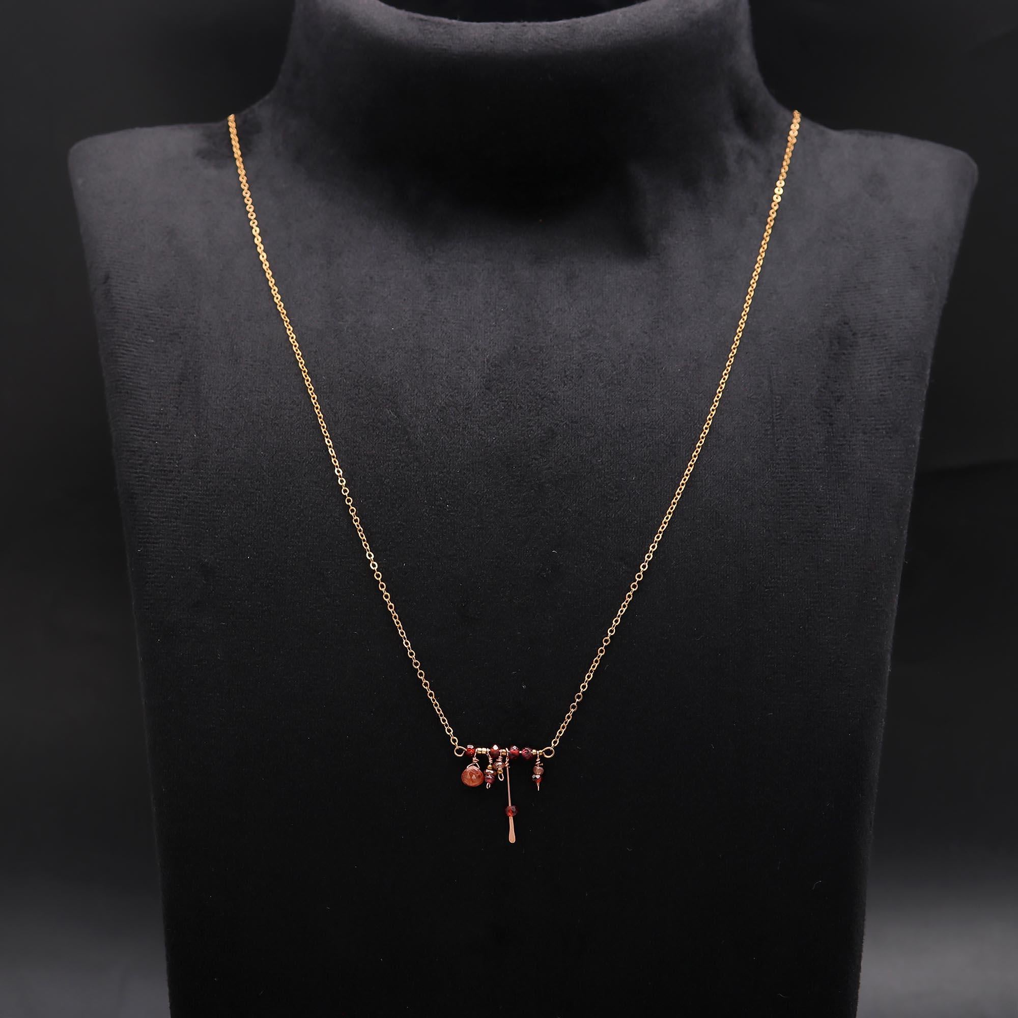 925 Silver Garnet Cluster Drop Necklace