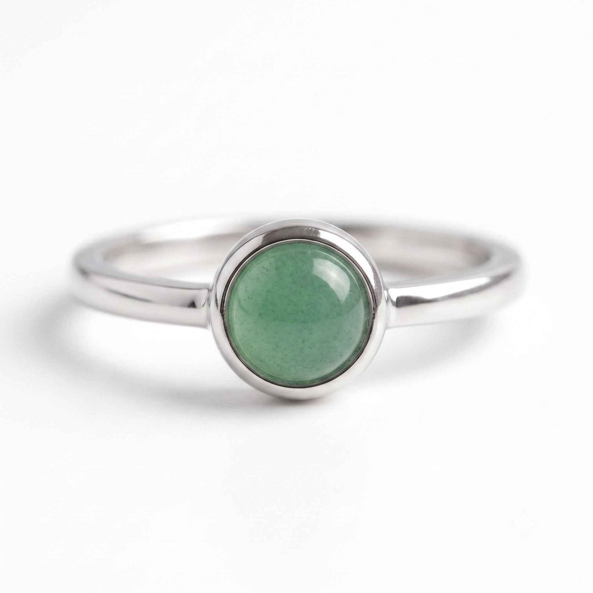 The Serene Circle: Green Aventurine Solitaire Ring