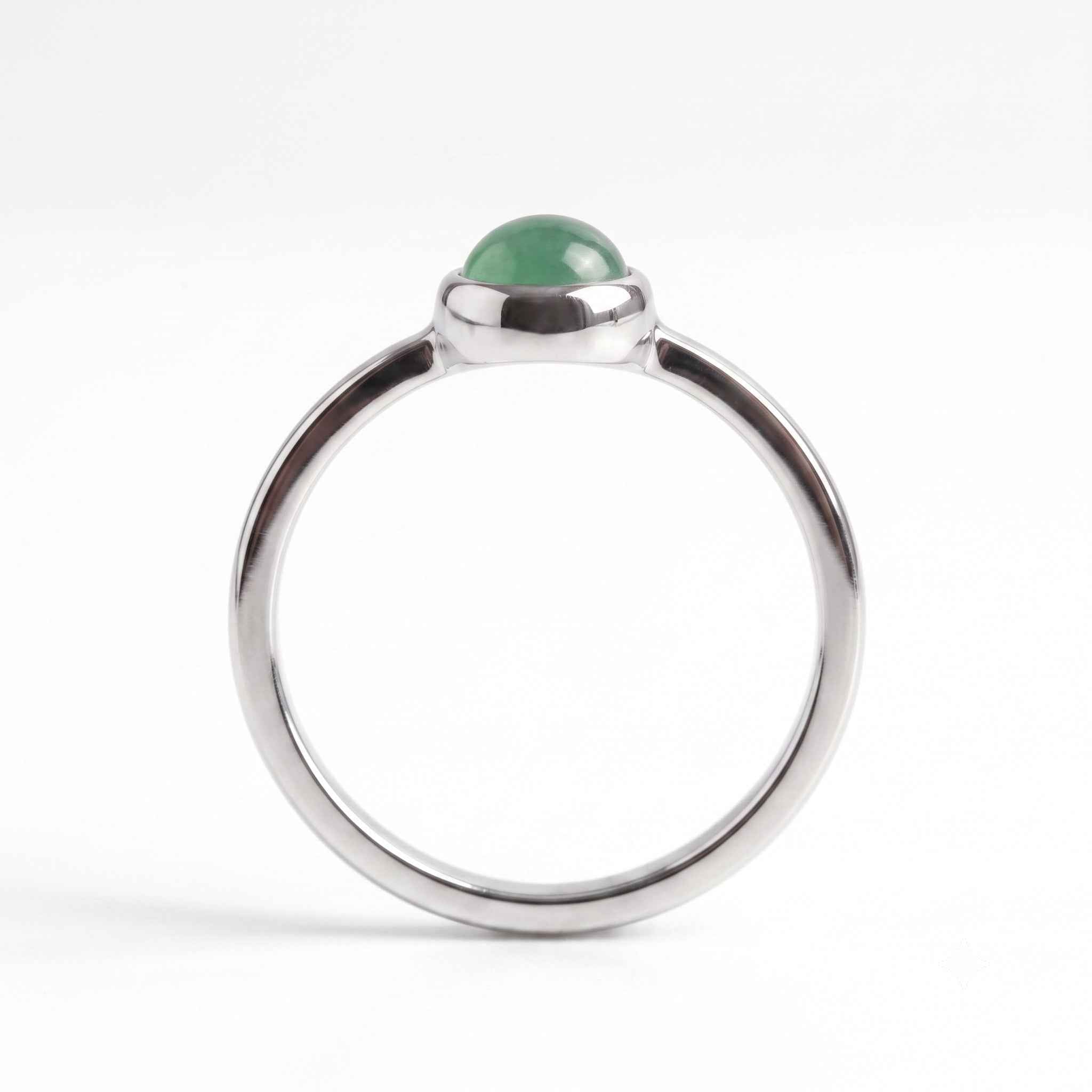The Serene Circle: Green Aventurine Solitaire Ring