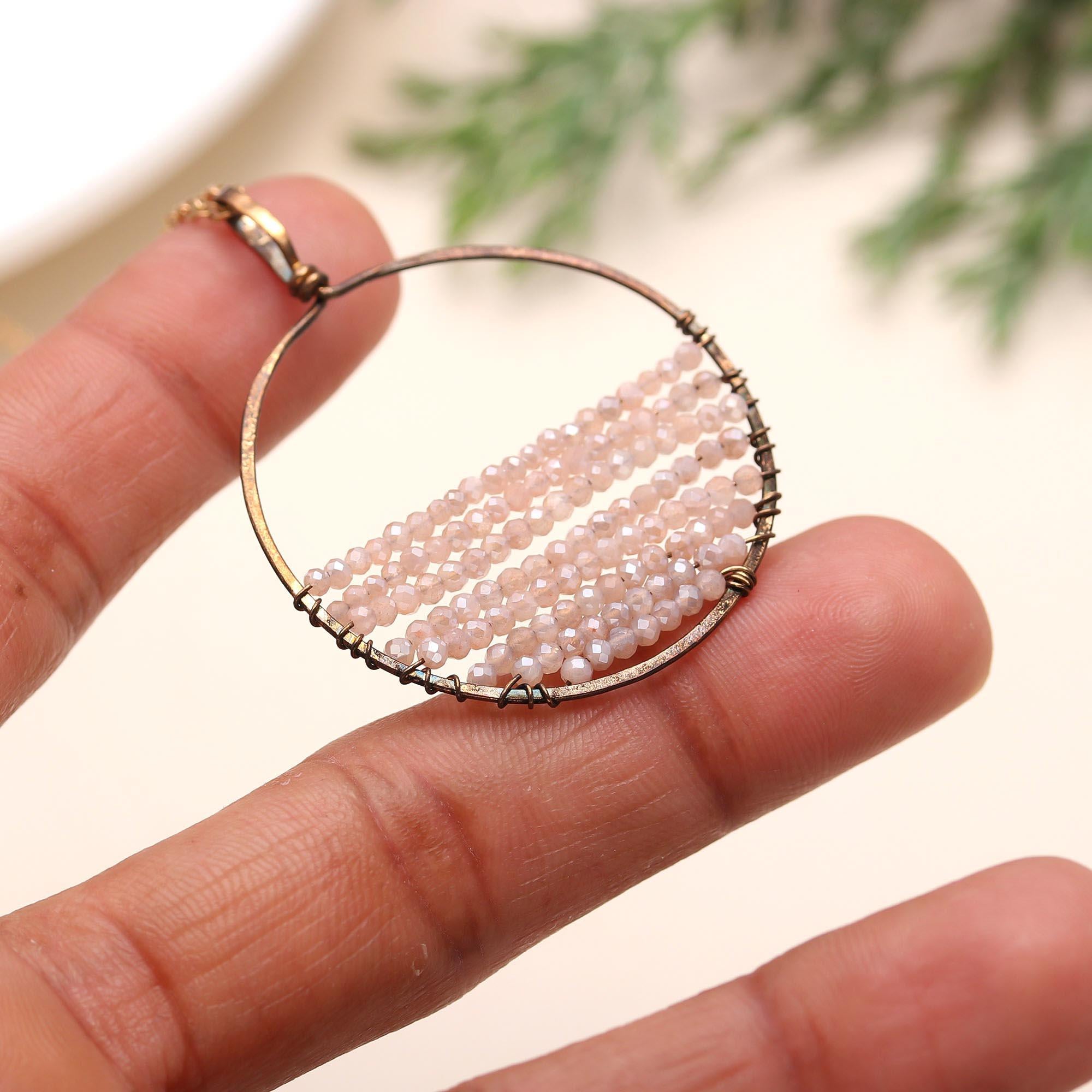 925 Silver Pink Opal Pendant Necklace