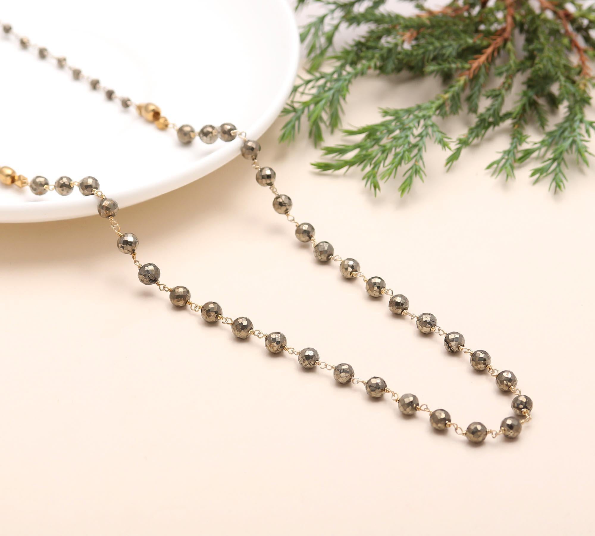 925 Silver Pyrite Beaded Necklace