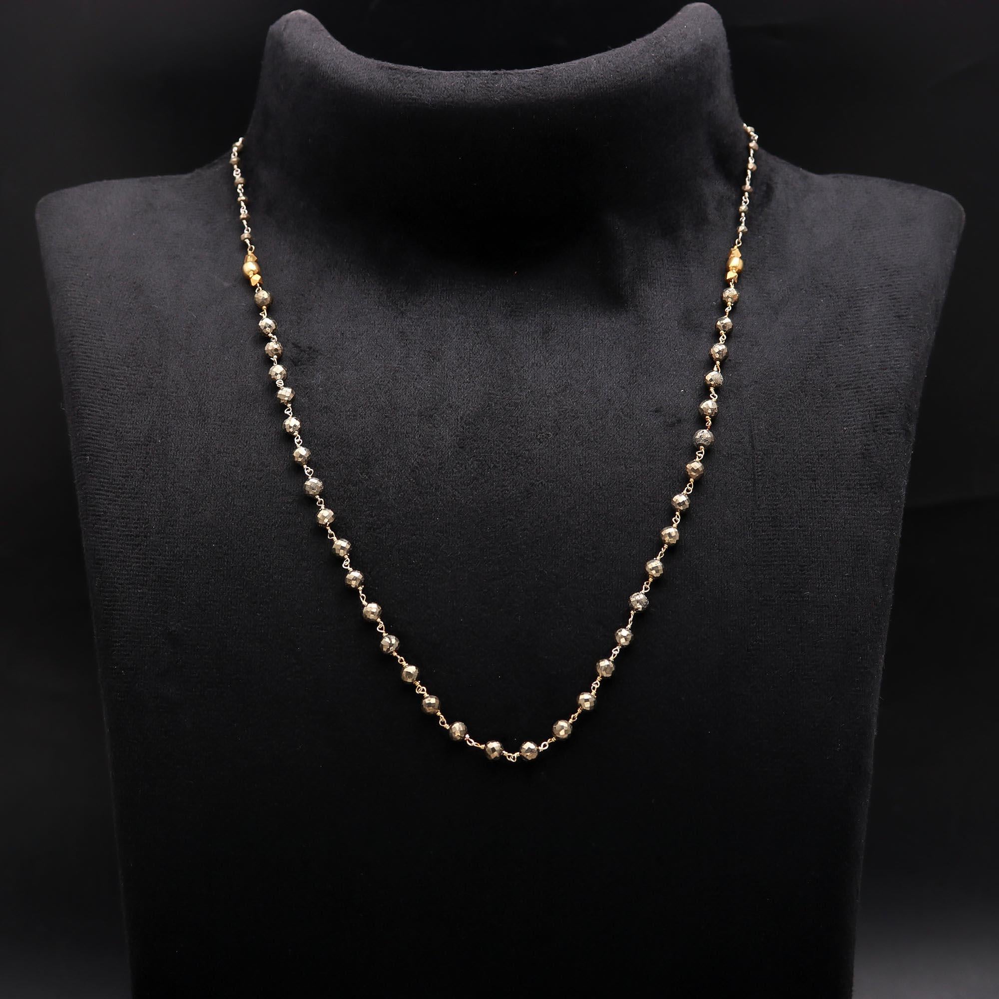 925 Silver Pyrite Beaded Necklace