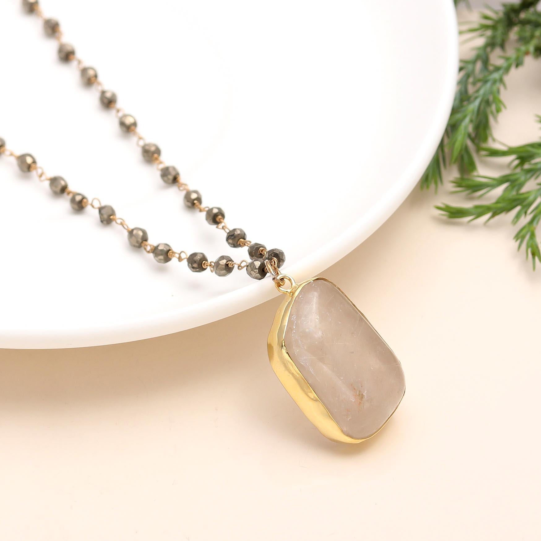 The Moonlit Path: Pyrite Rosary Chain Necklace